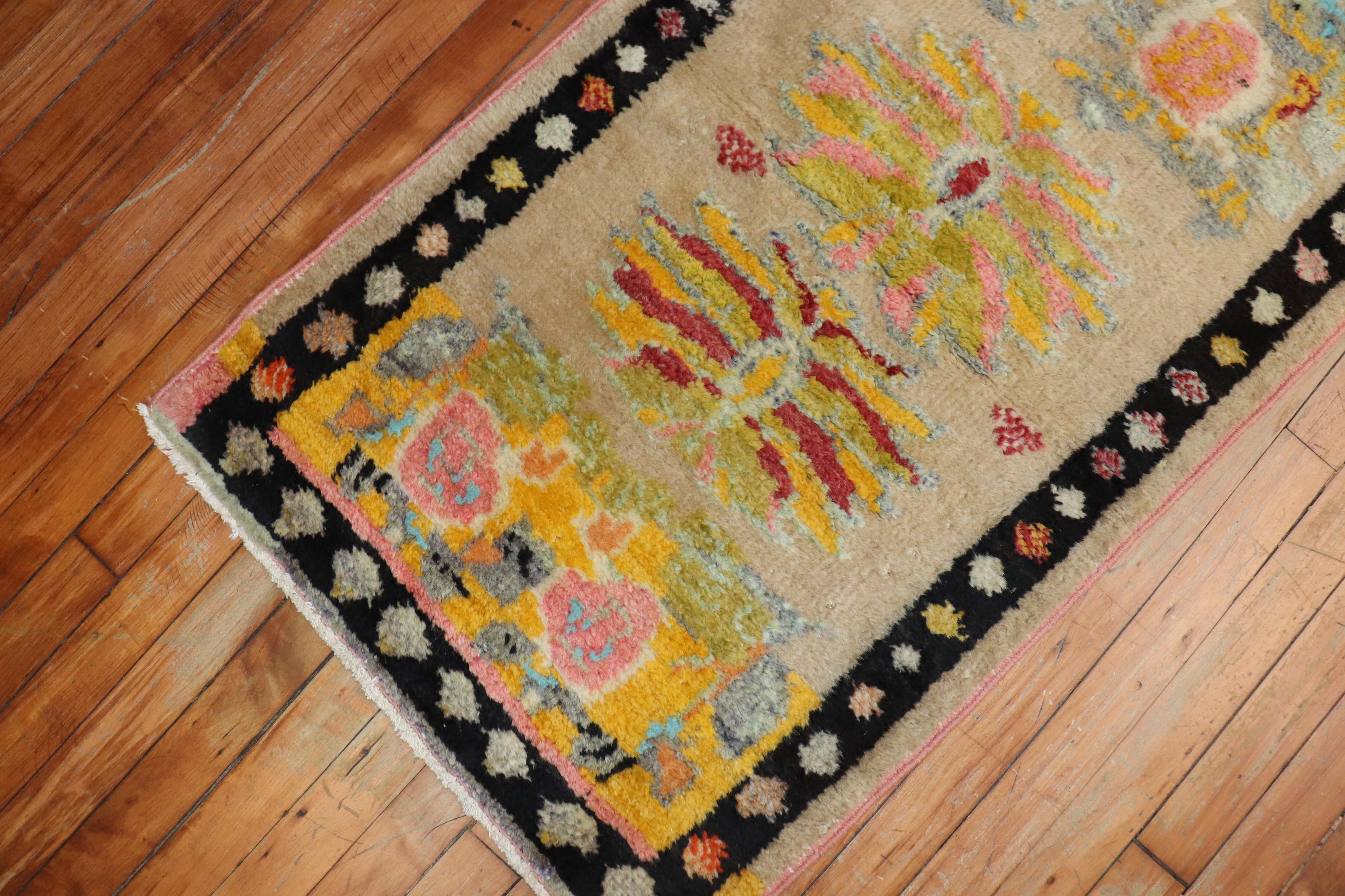 Beautiful Mini Floral Turkish Anatolian Throw Rug In Good Condition In New York, NY