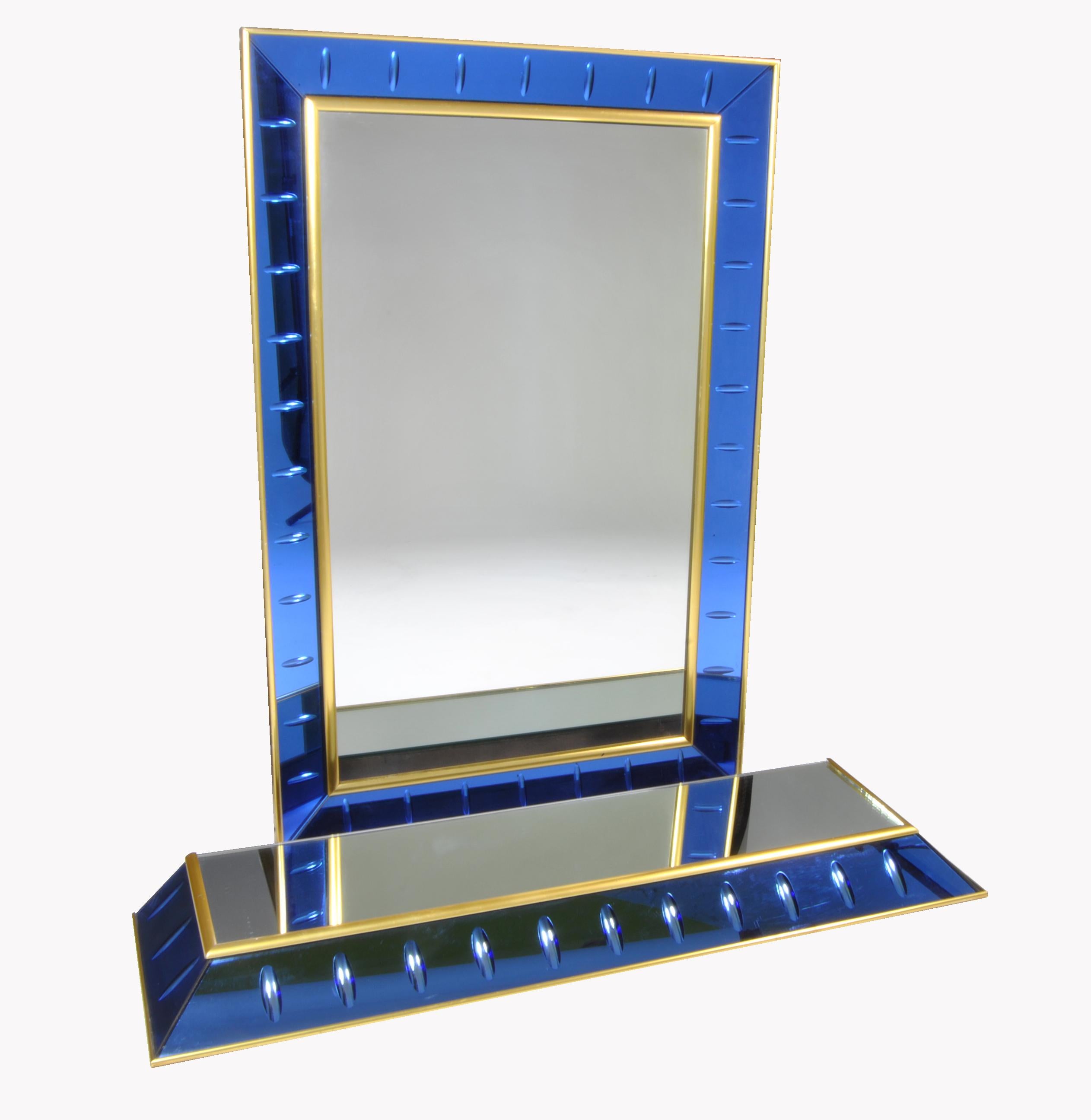 Mid-20th Century Beautiful Mirror with Small Console Produced by Cristal Art, Italy, 1950 For Sale
