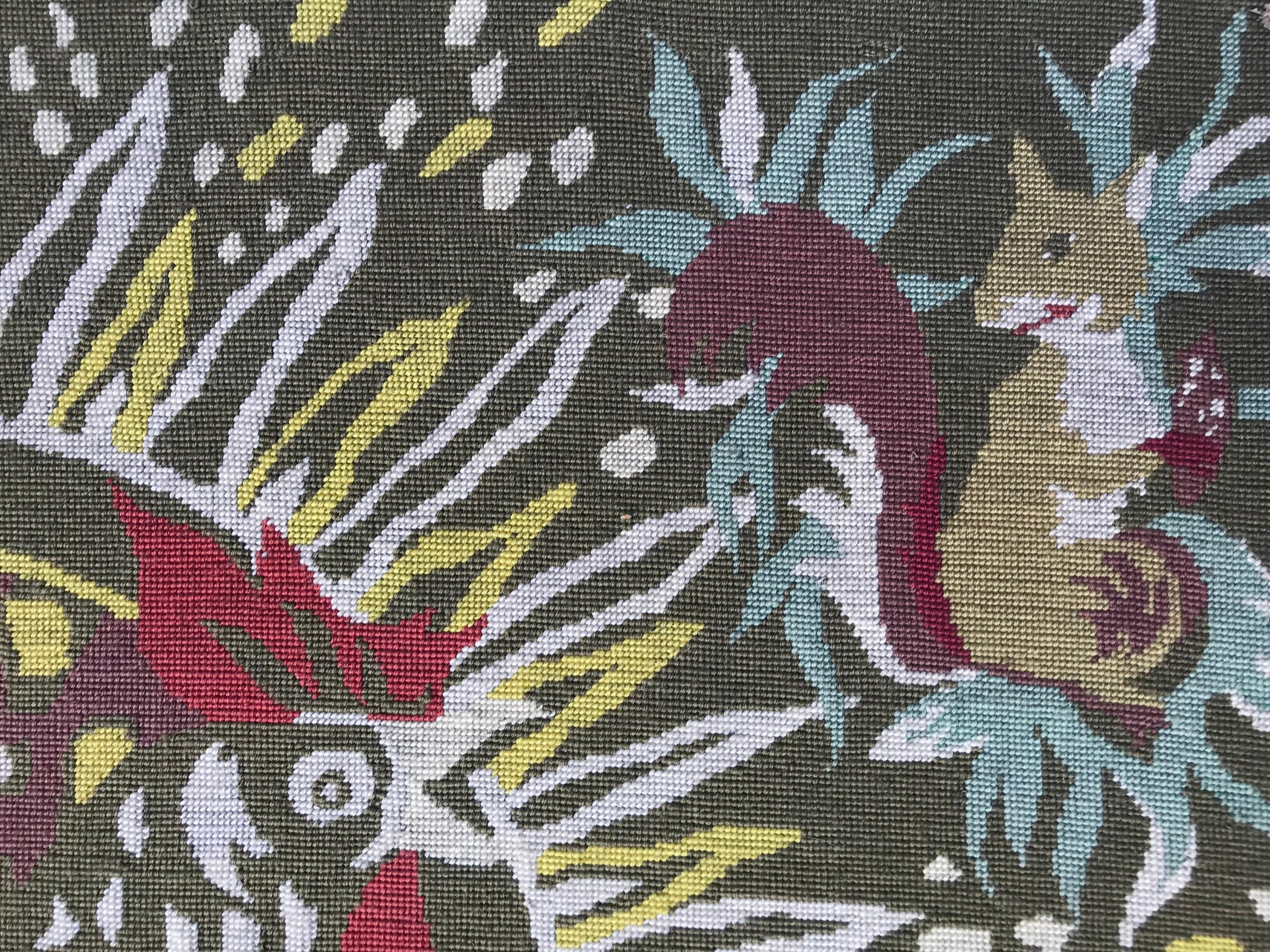 Beautiful Modern 20th Century French Needlepoint Tapestry In Good Condition For Sale In Saint Ouen, FR
