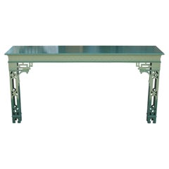 Beautiful Modern Green Lacquer Chinese Chippendale Style Modern Floating Console