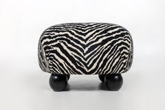 Beautiful Modern Ottoman in the Style of Josef Frank, Zebra Fabric