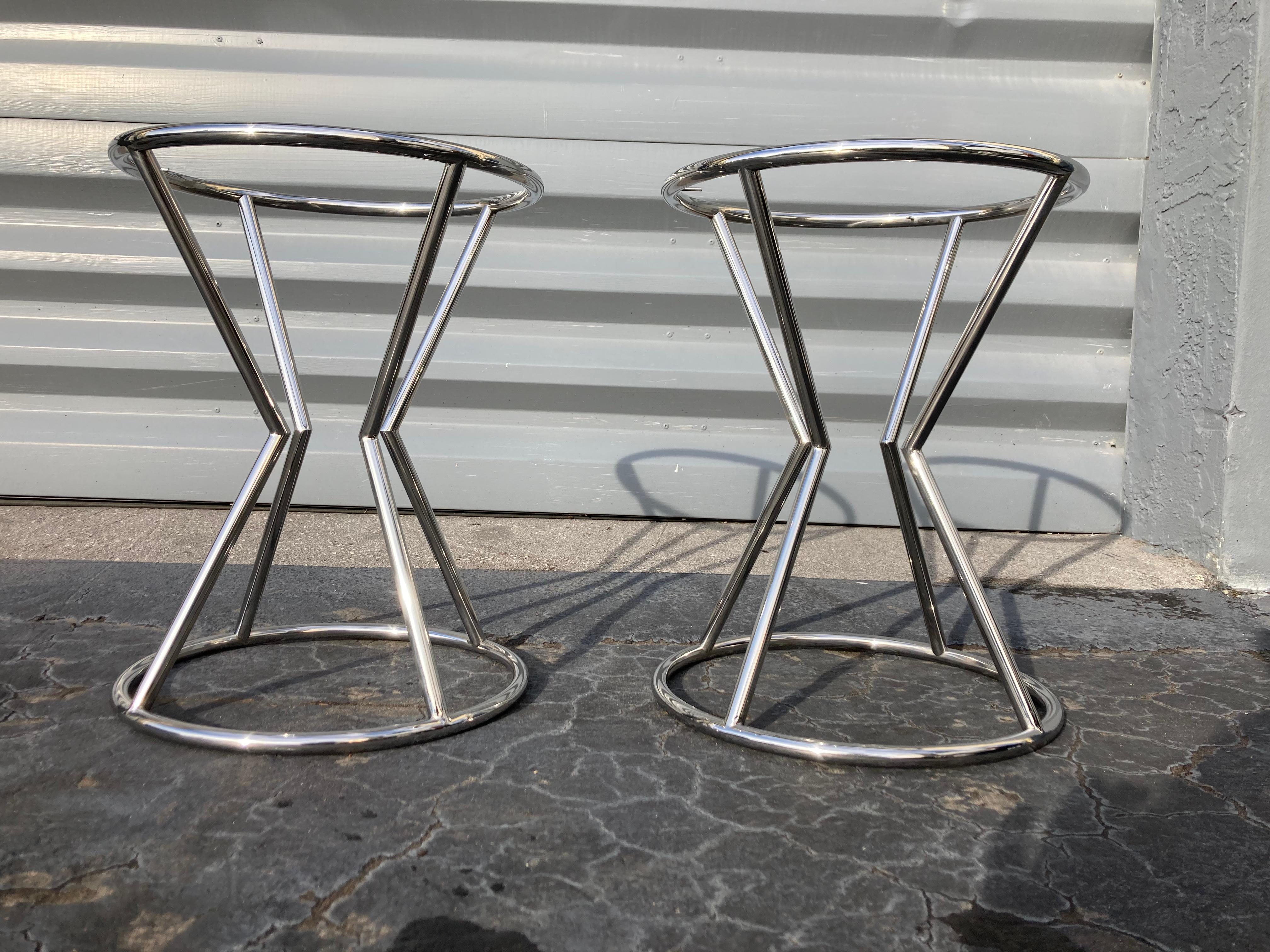 Beautiful Modern Side Tables, Stainless Steel and Glass For Sale 6