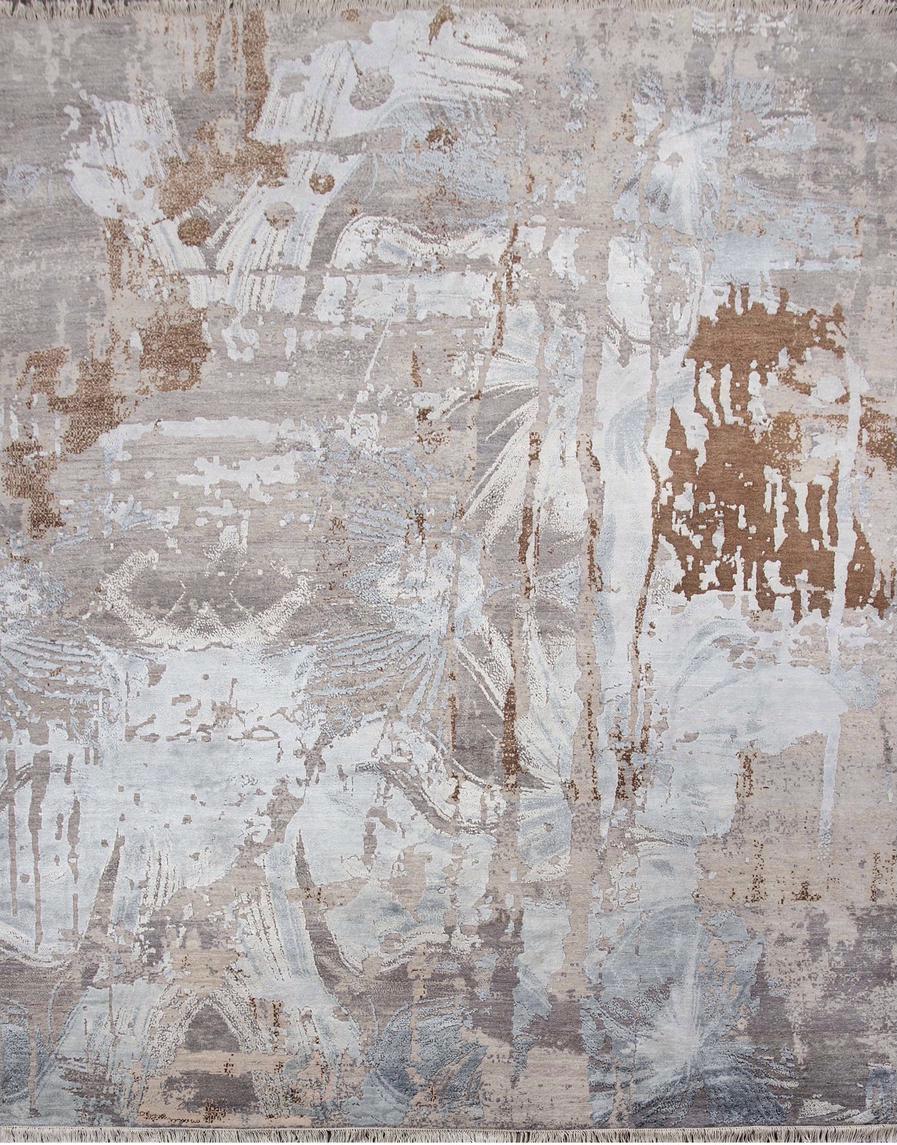 Hand-Knotted Beautiful Modern Silk and Wool Hand Knotted Rug For Sale
