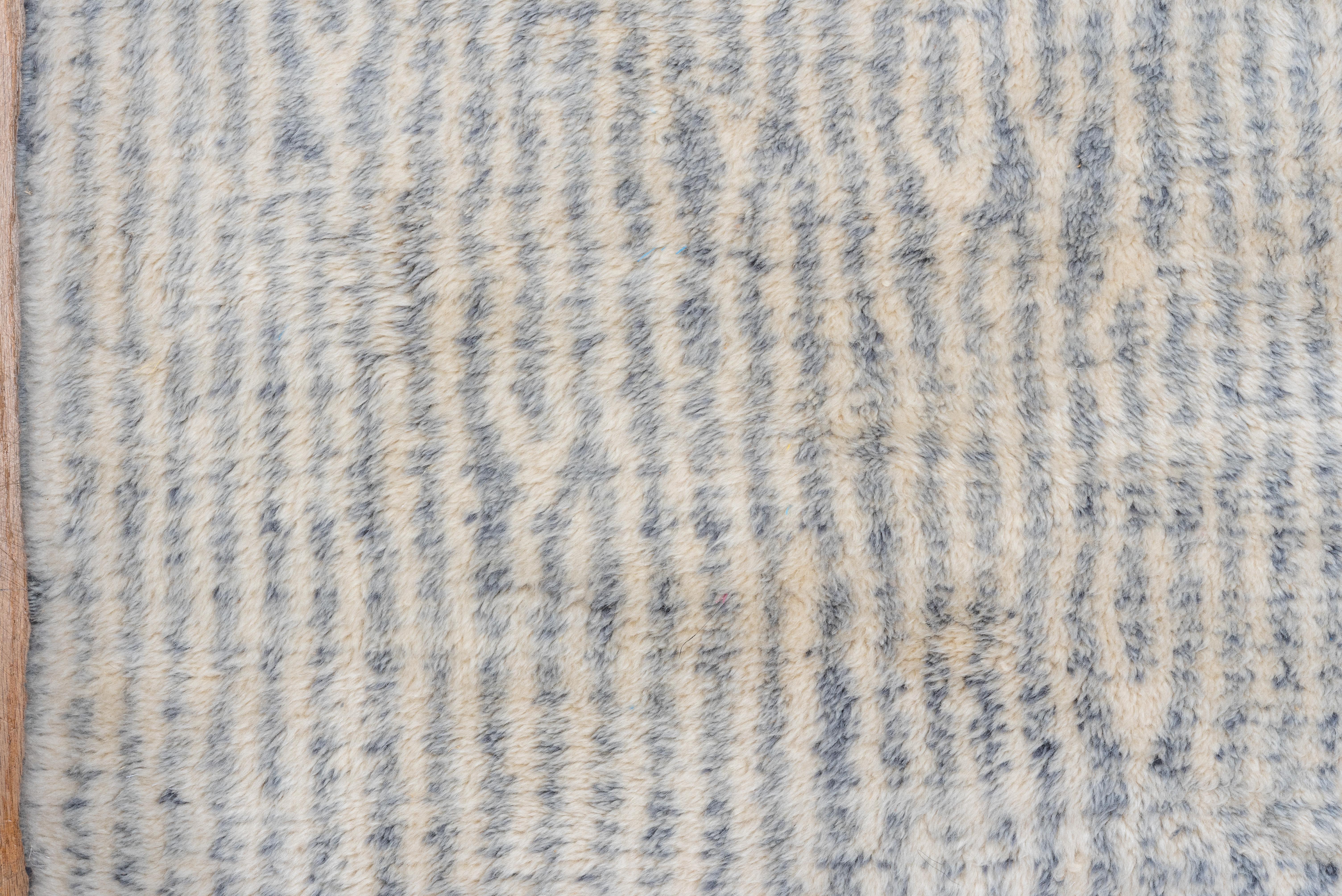 Wool Beautiful & Modern Striped Moroccan Carpet, Cream, Silver, Gray & White Palette