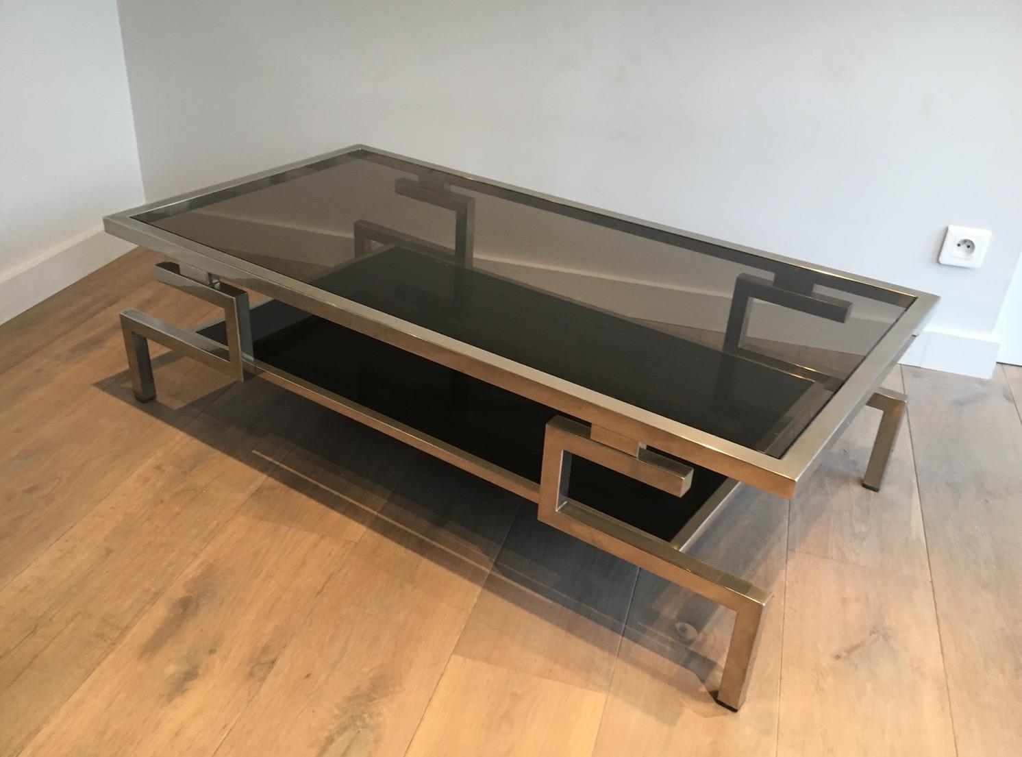 Magnifique table basse moderniste en chrome, circa 1970 3