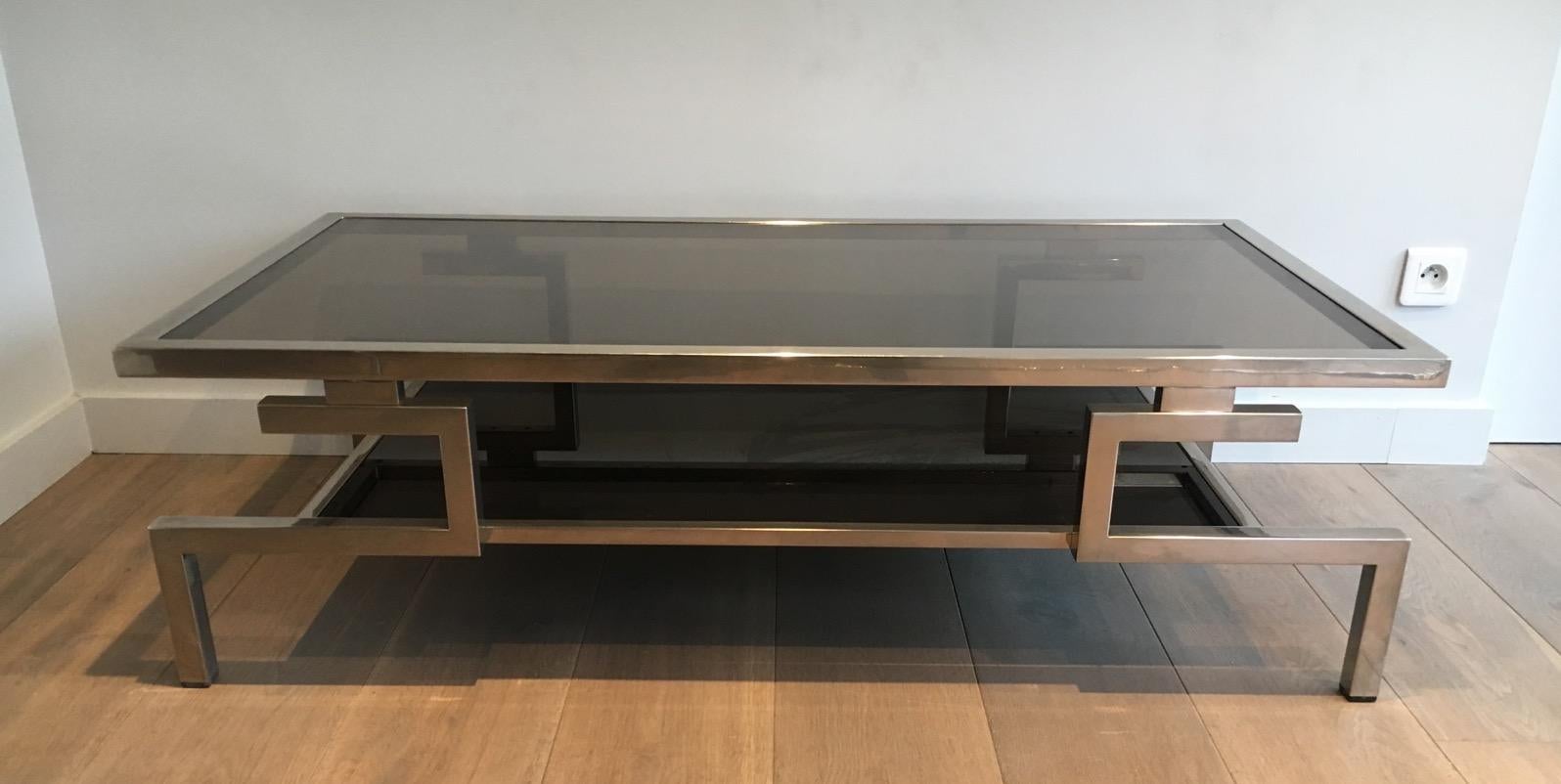 Magnifique table basse moderniste en chrome, circa 1970 4