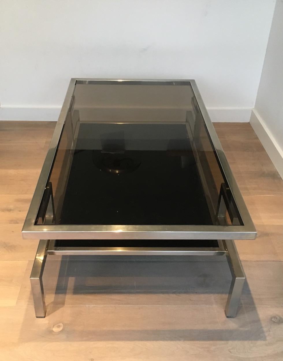 Magnifique table basse moderniste en chrome, circa 1970 5