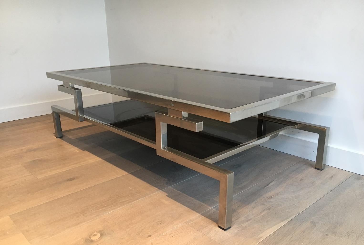 Beautiful Modernist Chrome Coffee Table, circa 1970 In Good Condition For Sale In Marcq-en-Barœul, Hauts-de-France