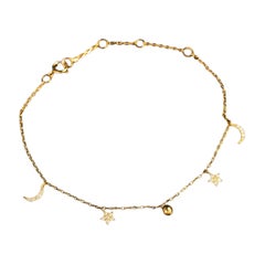 Beautiful Moissanite Bracelet 925 Sterling Silver Star And Moon Chain Bracelet.