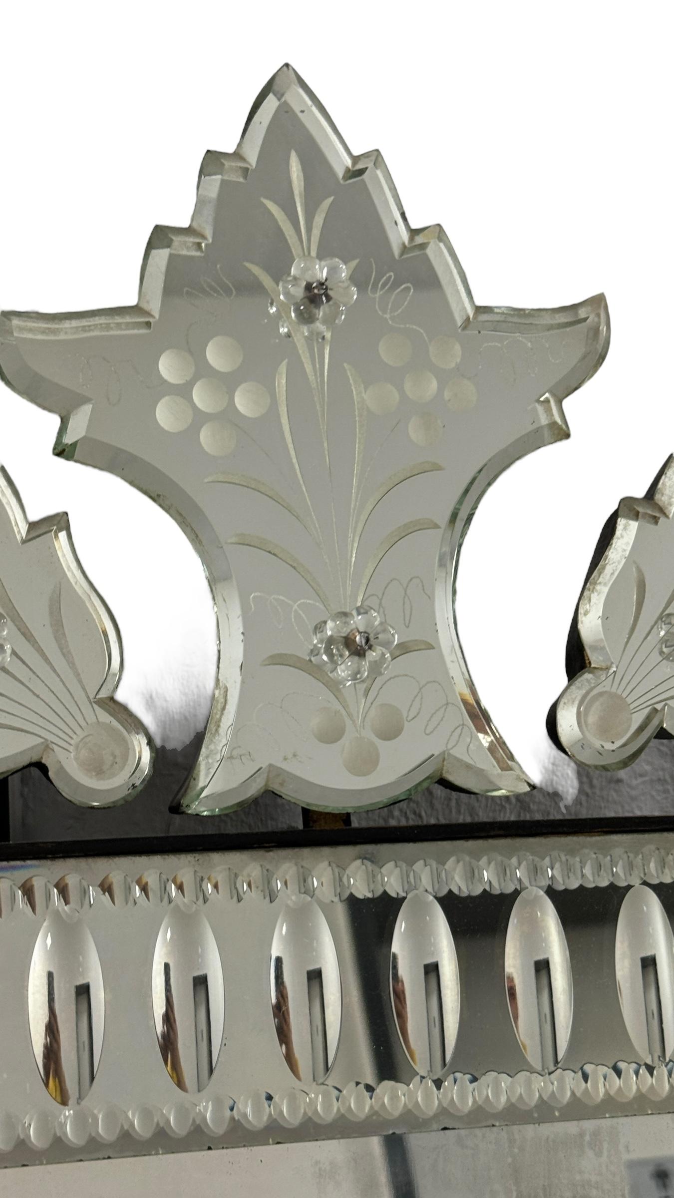 Beautiful Monumental Murano Venetian Venice Glass Wall Mirror, Italy 1950s For Sale 3