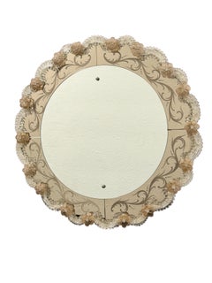 Beautiful Monumental Murano Venetian Venice Glass Wall Mirror, Italy 1950s