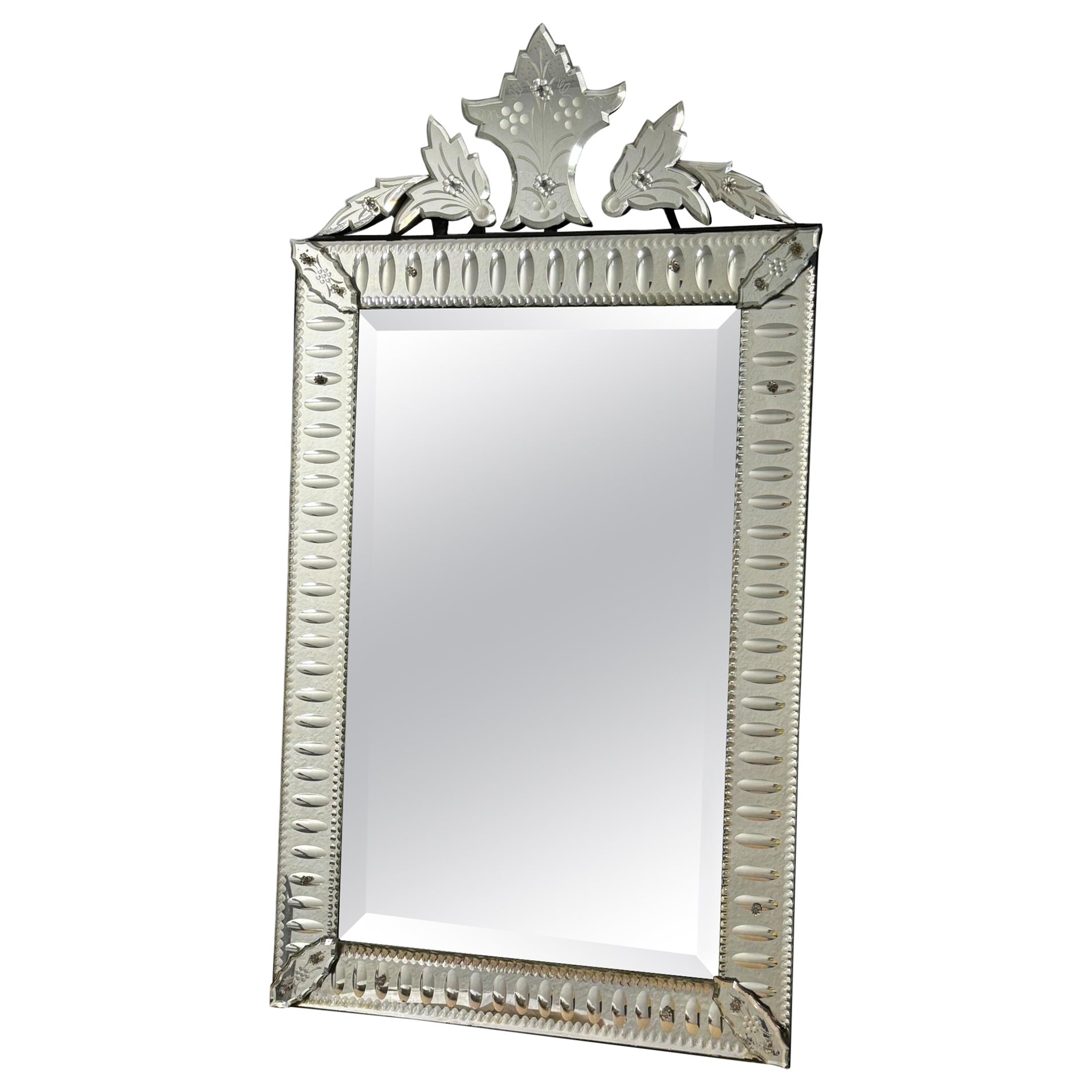 Beautiful Monumental Murano Venetian Venice Glass Wall Mirror, Italy 1950s