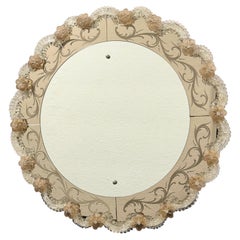Beautiful Monumental Murano Venetian Venice Glass Wall Mirror, Italy 1950s
