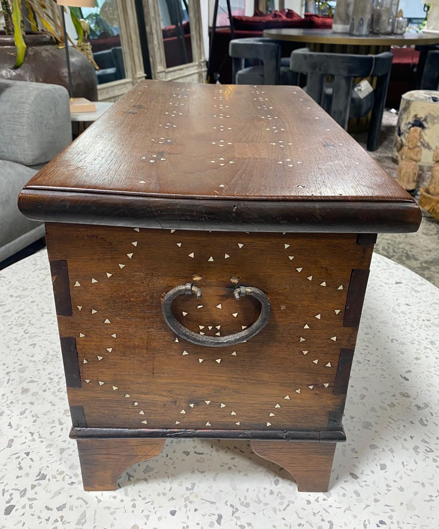 Beautiful Moorish Syrian or Asian Inlaid Inlay Wood Box Storage Chest Trunk For Sale 10