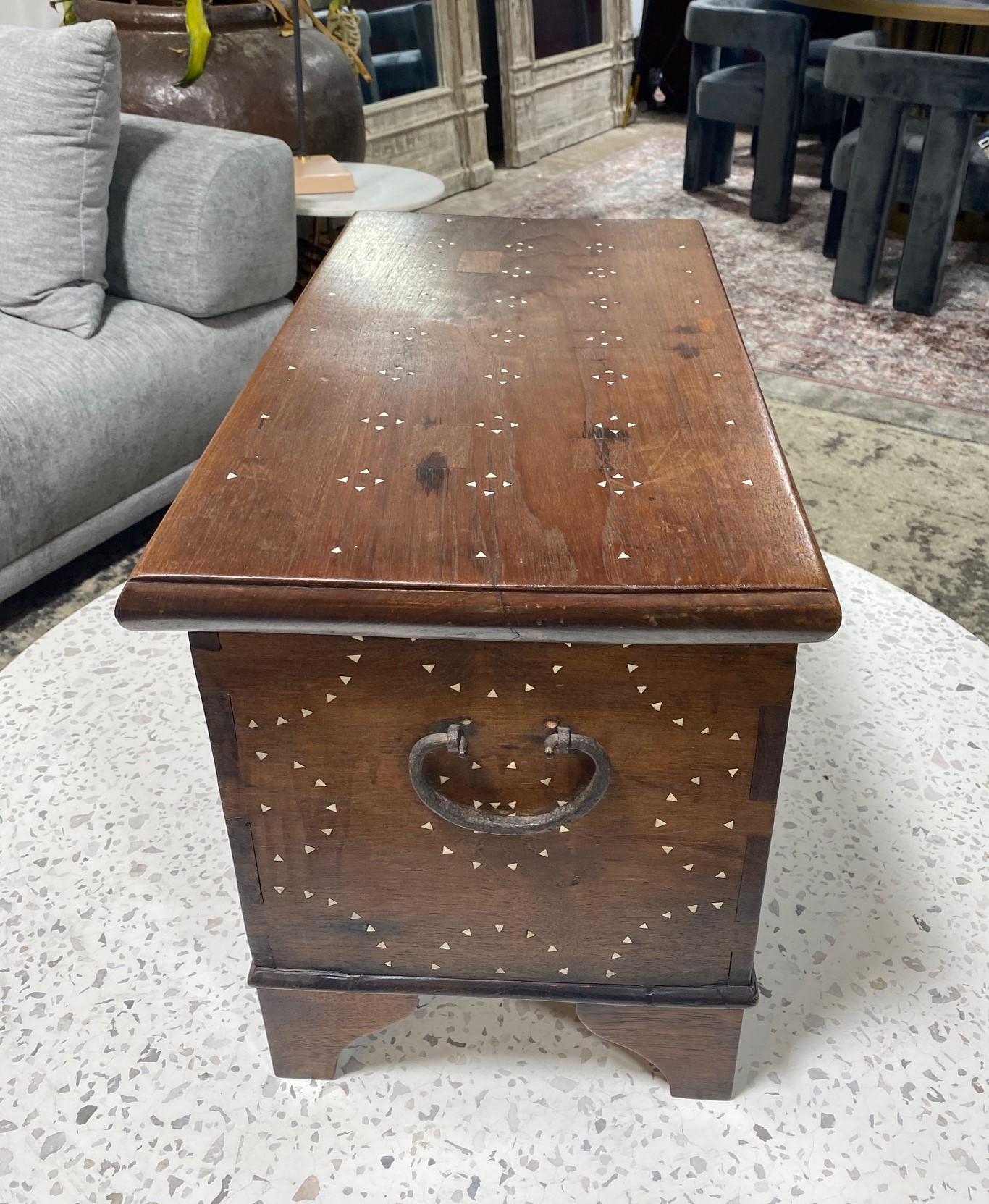 Beautiful Moorish Syrian or Asian Inlaid Inlay Wood Box Storage Chest Trunk For Sale 12