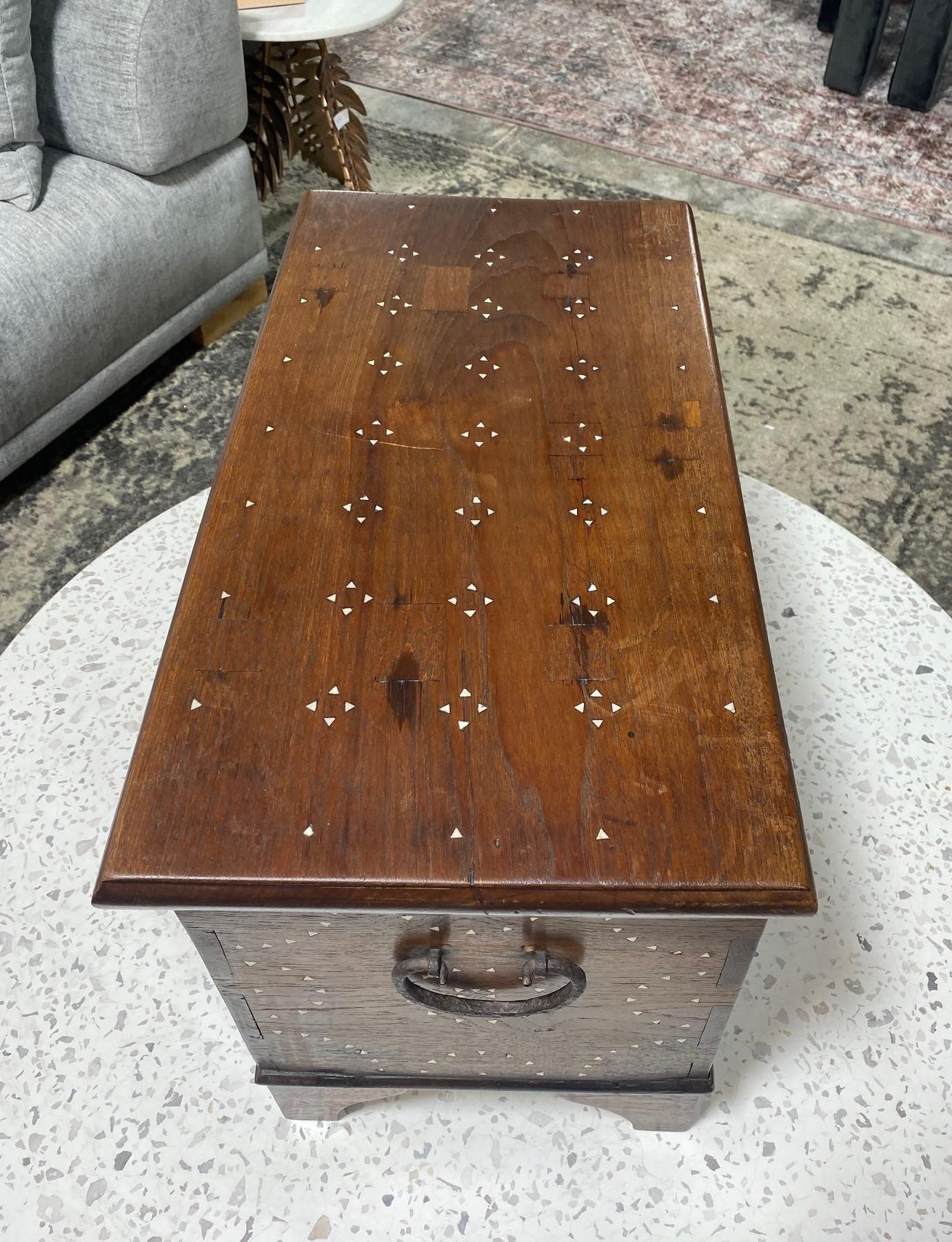 Beautiful Moorish Syrian or Asian Inlaid Inlay Wood Box Storage Chest Trunk For Sale 13