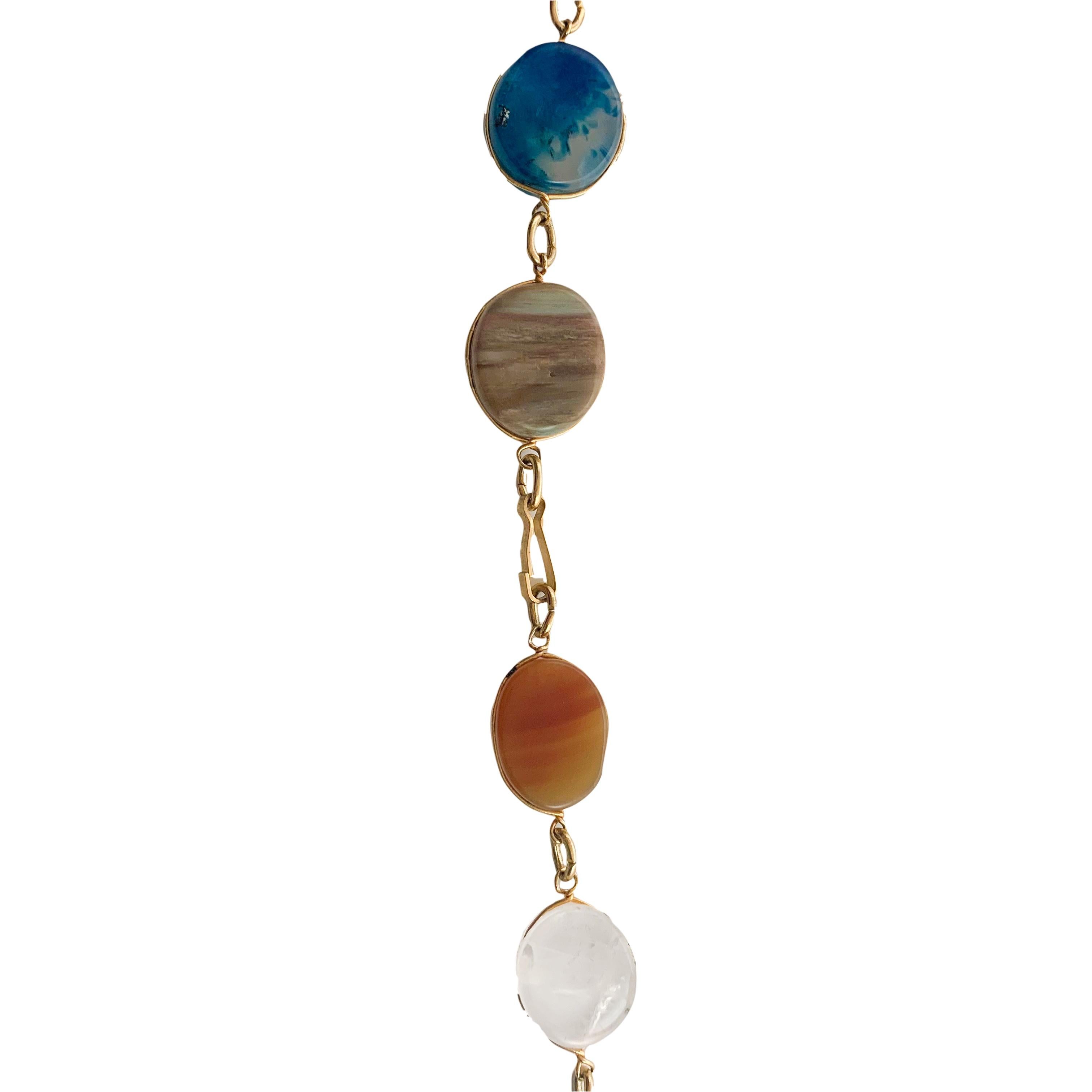Schönes Set aus mehrfarbigem Achat-Halskette in Vermeil  für Damen oder Herren im Angebot
