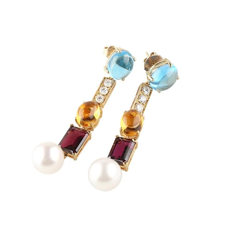 multi pearl drop earrings