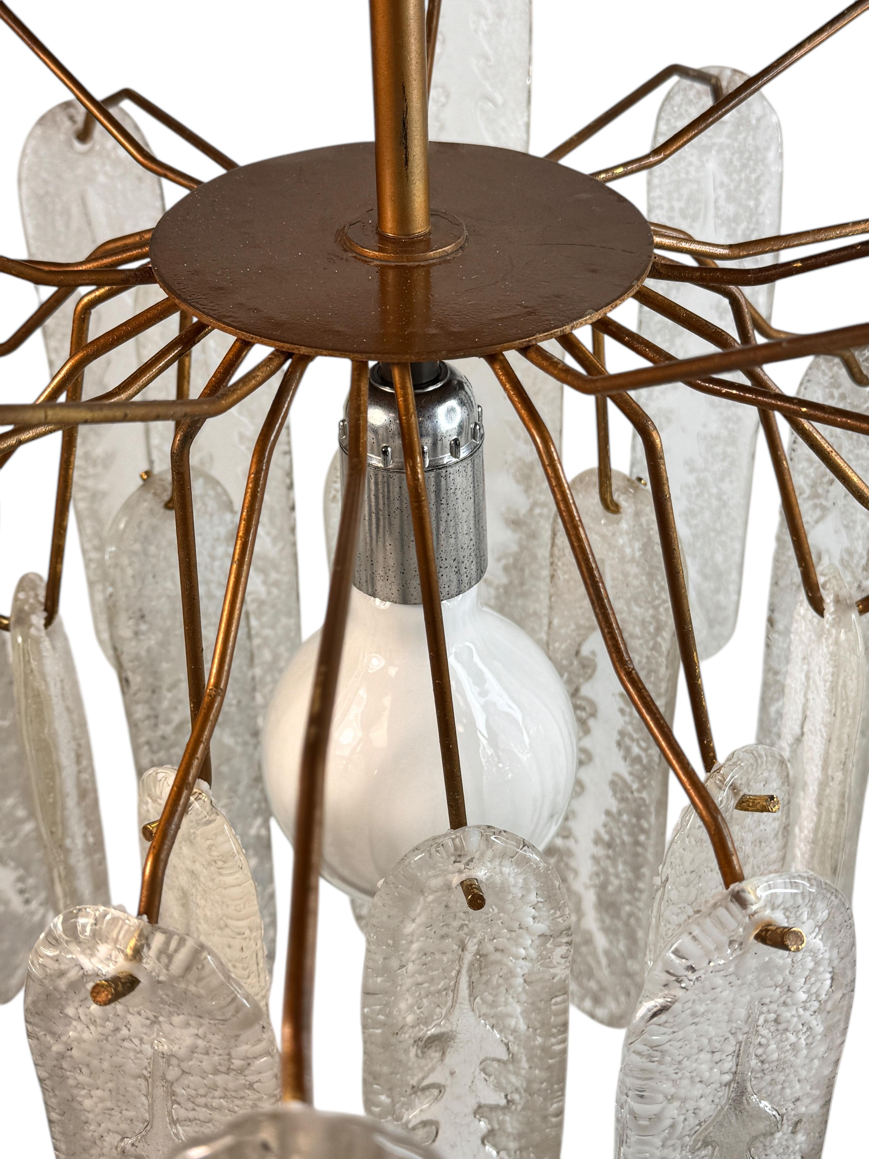 Bellissimo lampadario a più piani in vetro di Murano, stile Venini anni '70 in vendita 8