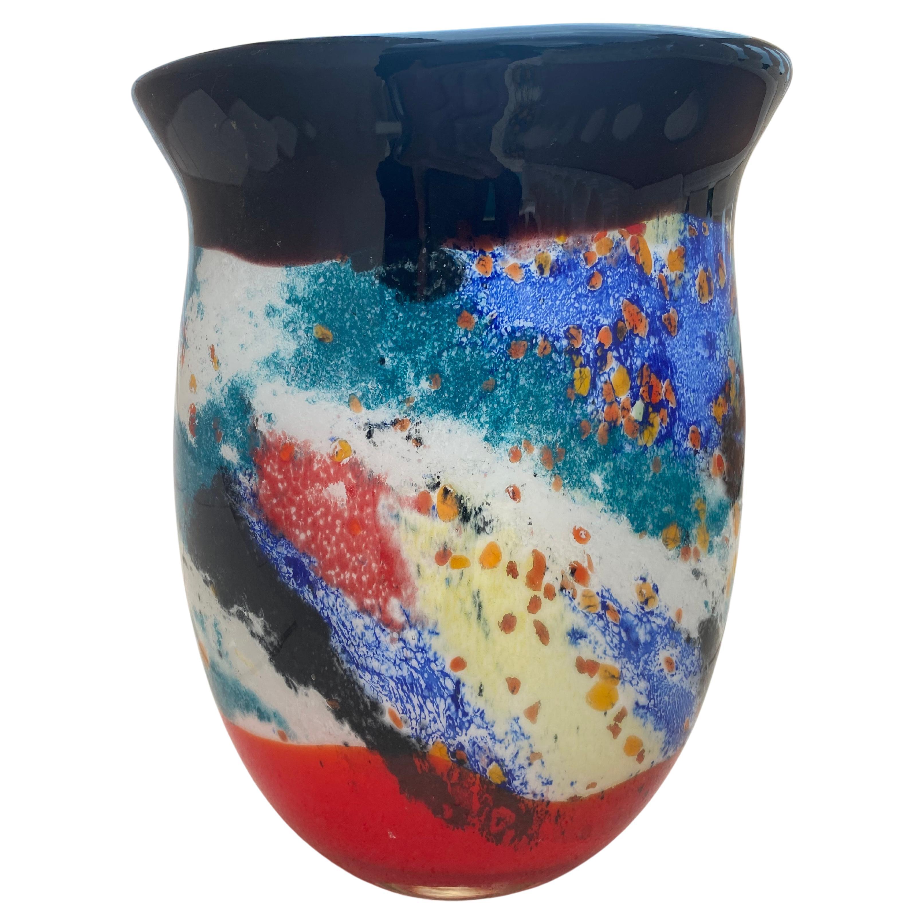 Beautiful Multicolored Murano Glass Vase, Edition for the Year 2000 For Sale