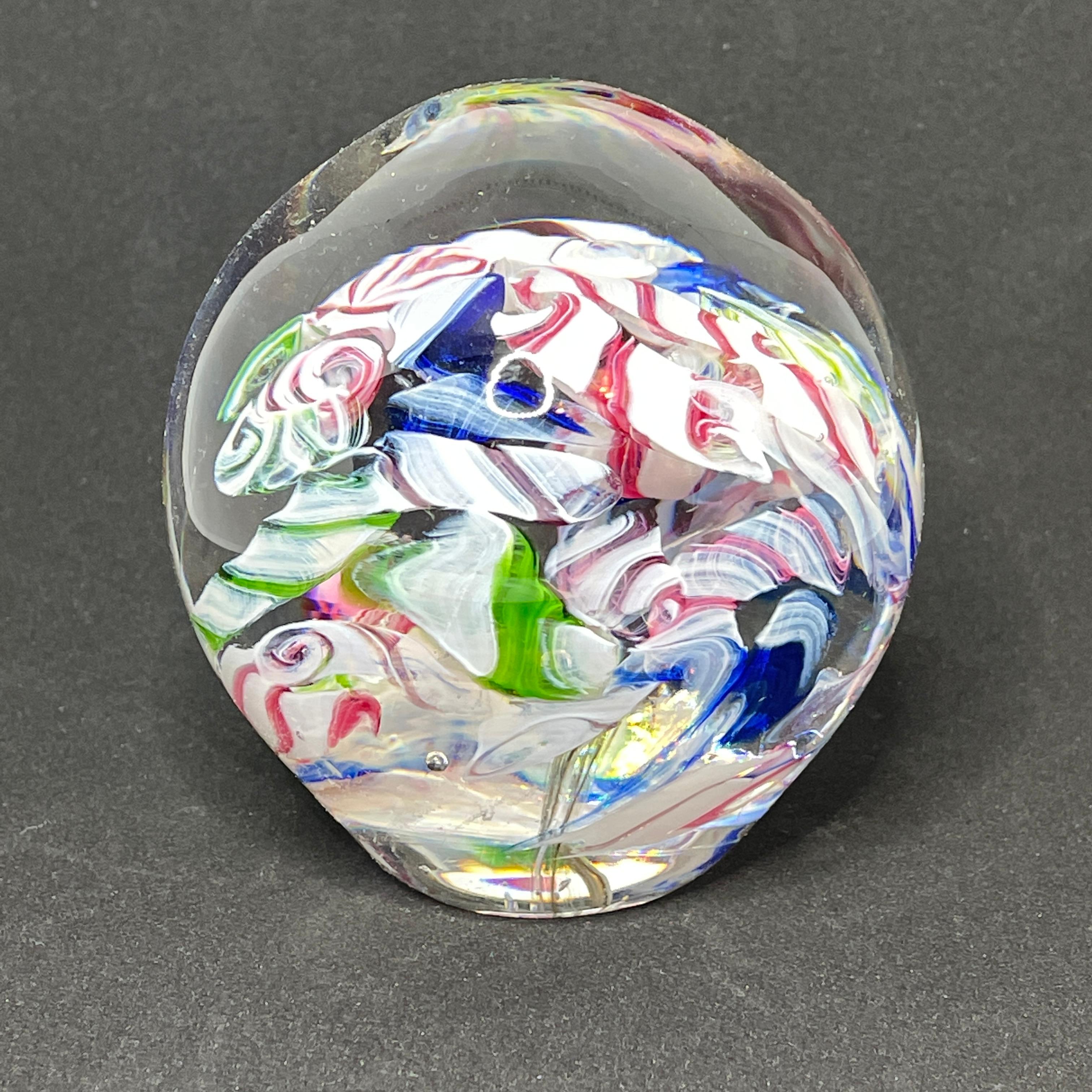 Mid-Century Modern Beautiful Multicolored Swirl, Murano Glass Paperweight, Italy For Sale