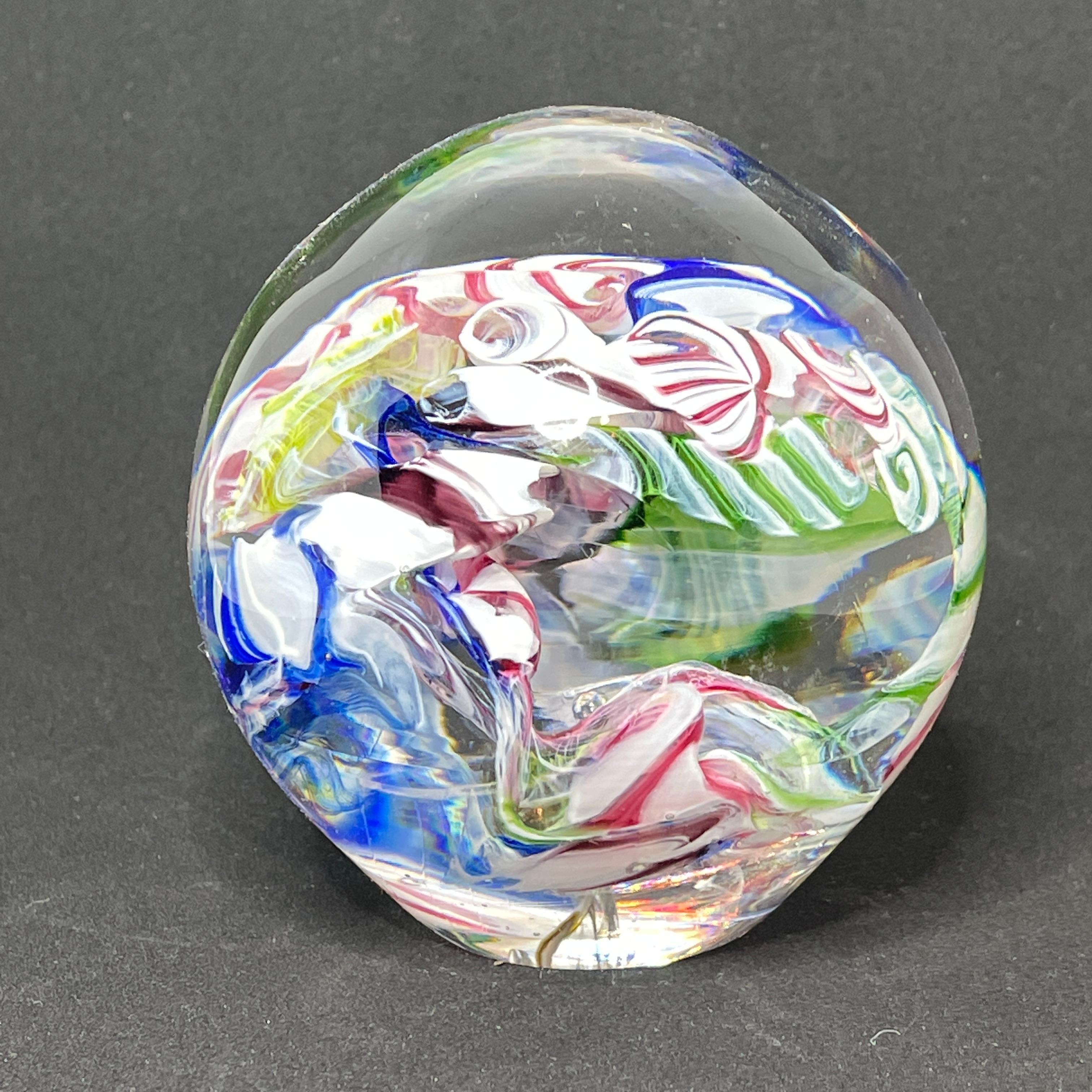 Hand-Crafted Beautiful Multicolored Swirl, Murano Glass Paperweight, Italy For Sale