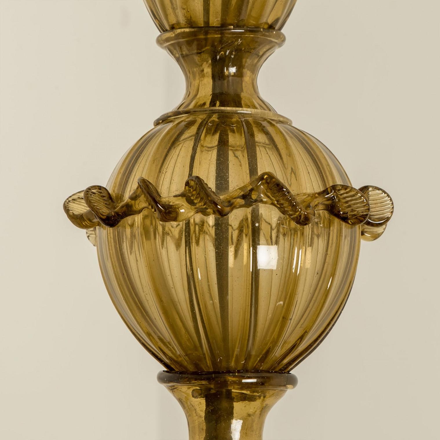 Beautiful Murano Amber Glass 6 arms Chandelier, 1970s en vente 5