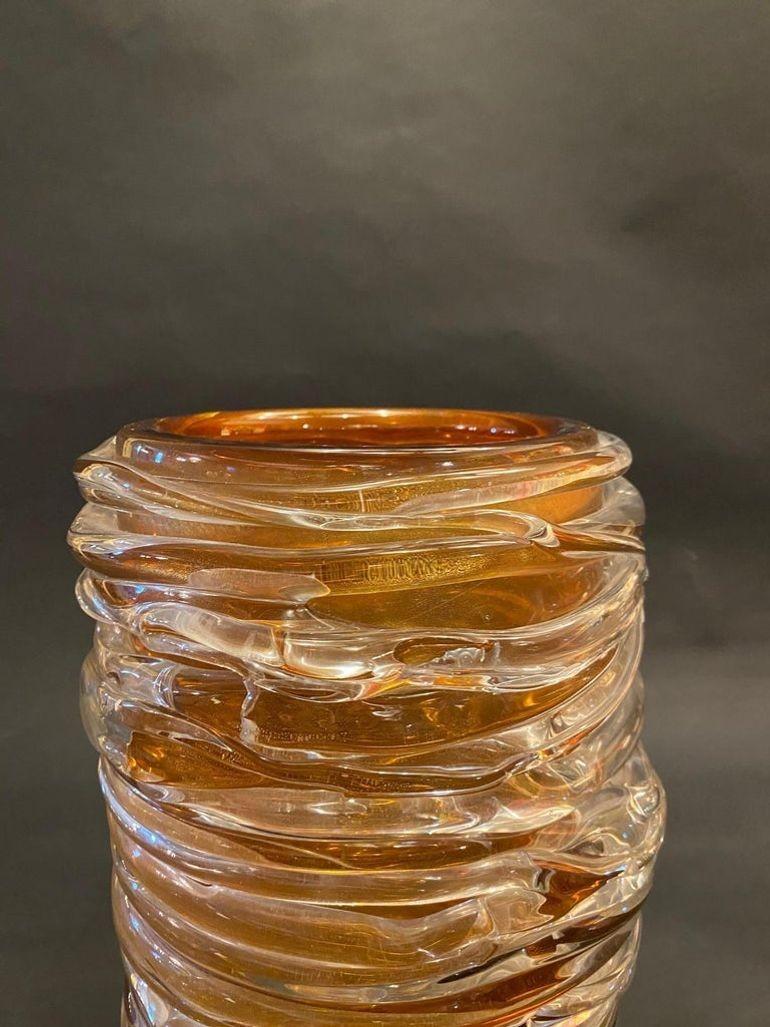 Bellissimo vaso in ambra di Murano firmato da Pino Signoretto, anni '70 In condizioni buone in vendita a Los Angeles, CA
