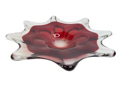 Beautiful Murano Art Glass Sommerso Confectionery Platter Vintage Italy 1970s