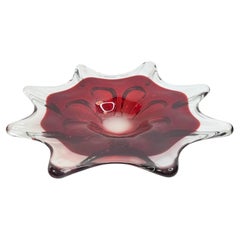 Beautiful Murano Art Glass Sommerso Confectionery Platter Vintage Italy 1970s