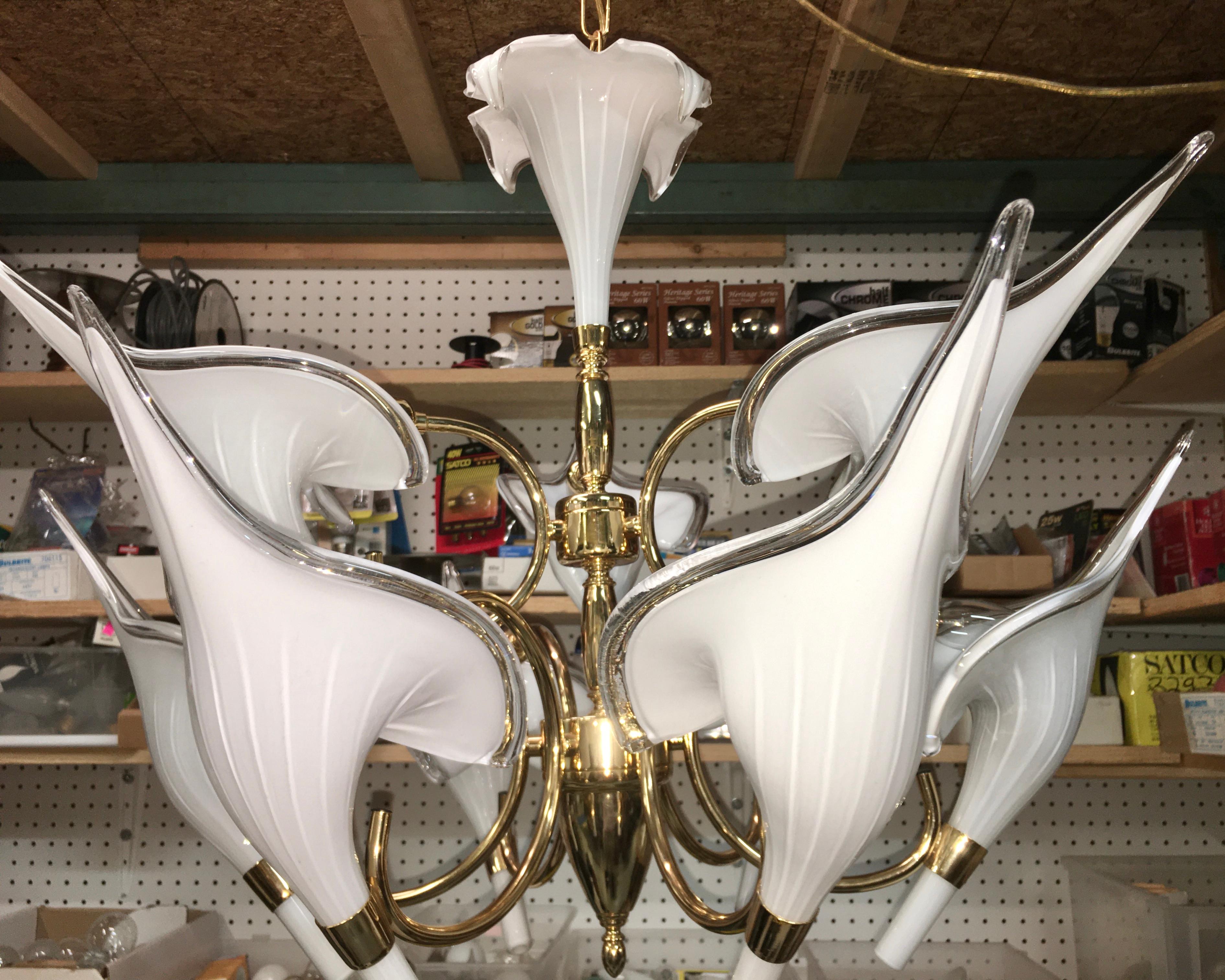 Beautiful Murano Calla Lily Chandelier by Franco Luce For Sale 3