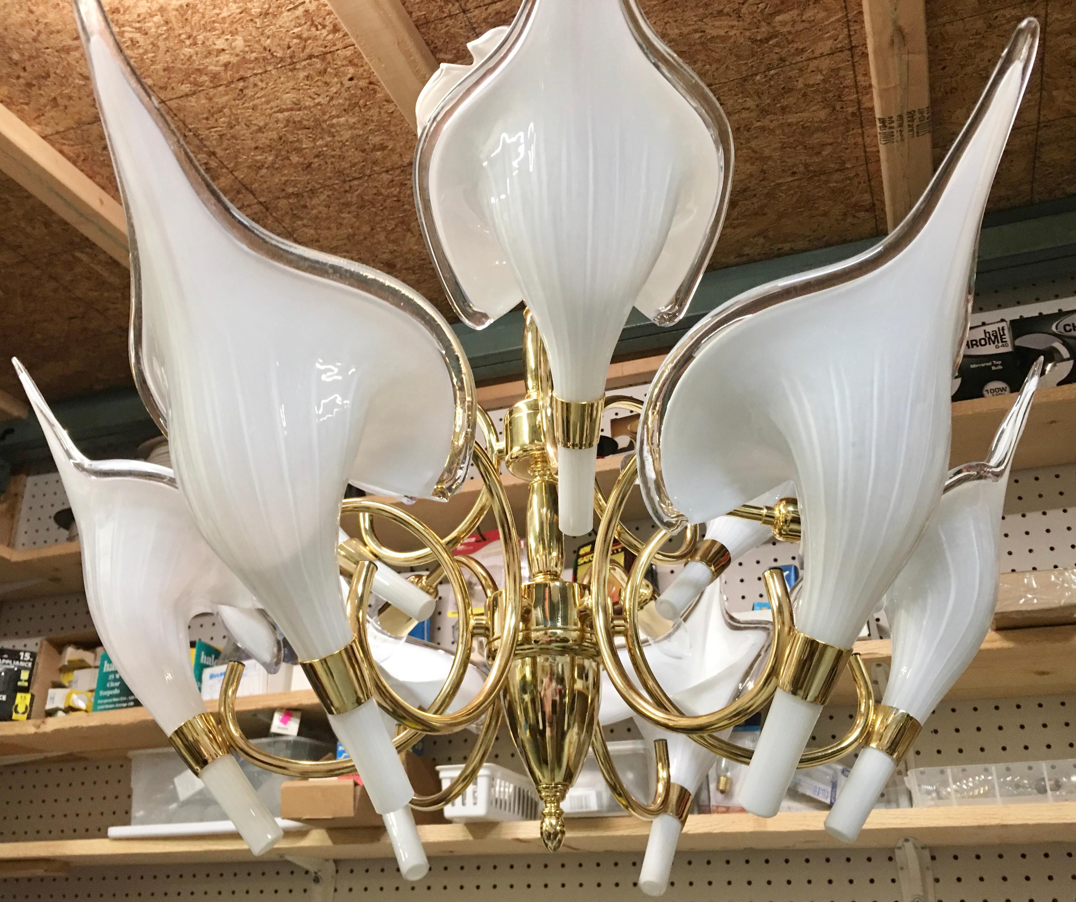 Beautiful Murano Calla Lily Chandelier by Franco Luce For Sale 7
