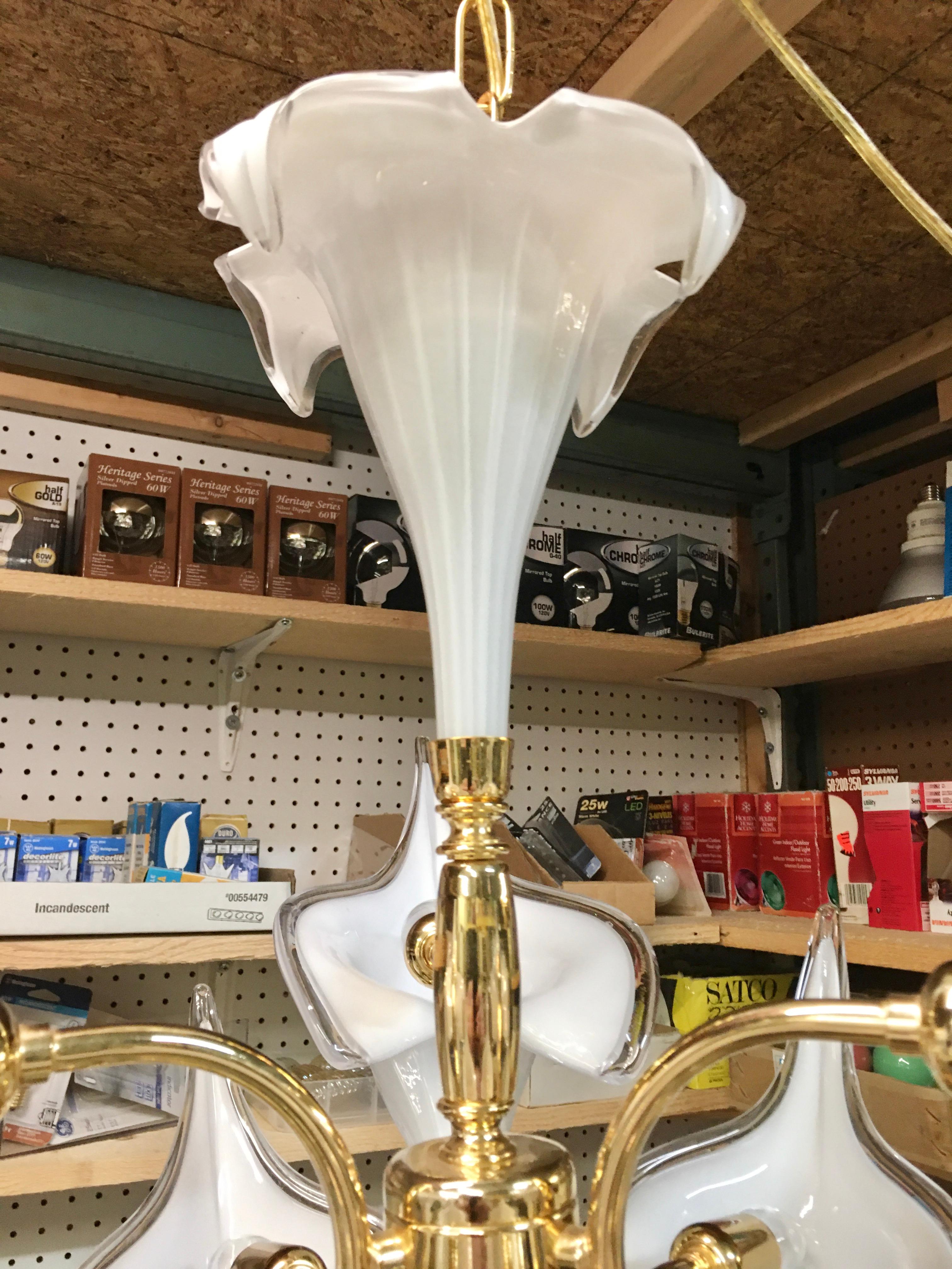 Beautiful Murano Calla Lily Chandelier by Franco Luce For Sale 8