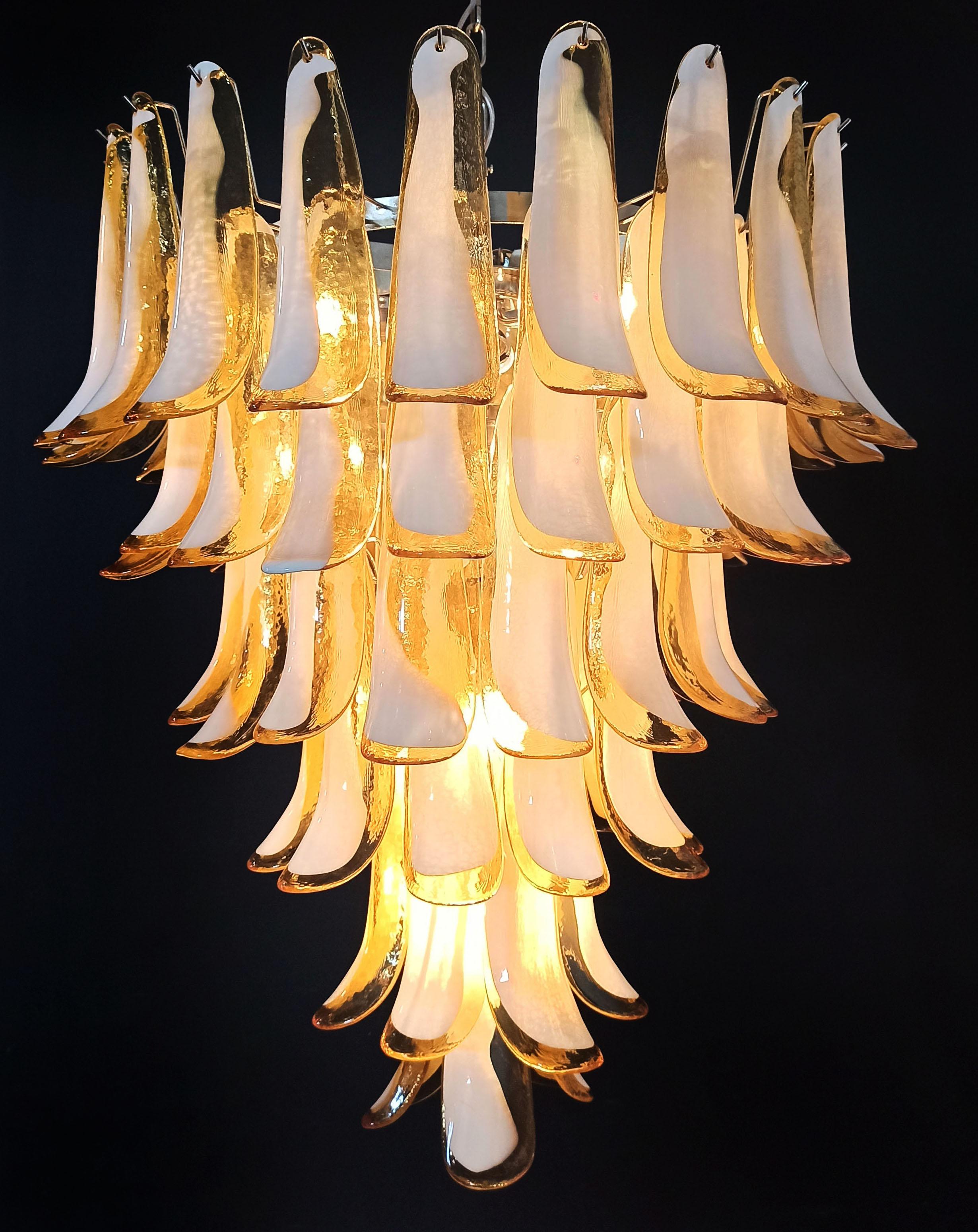 Beautiful Murano chandelier in the manner of Mazzega - 75 CARAMEL glass petals For Sale 10
