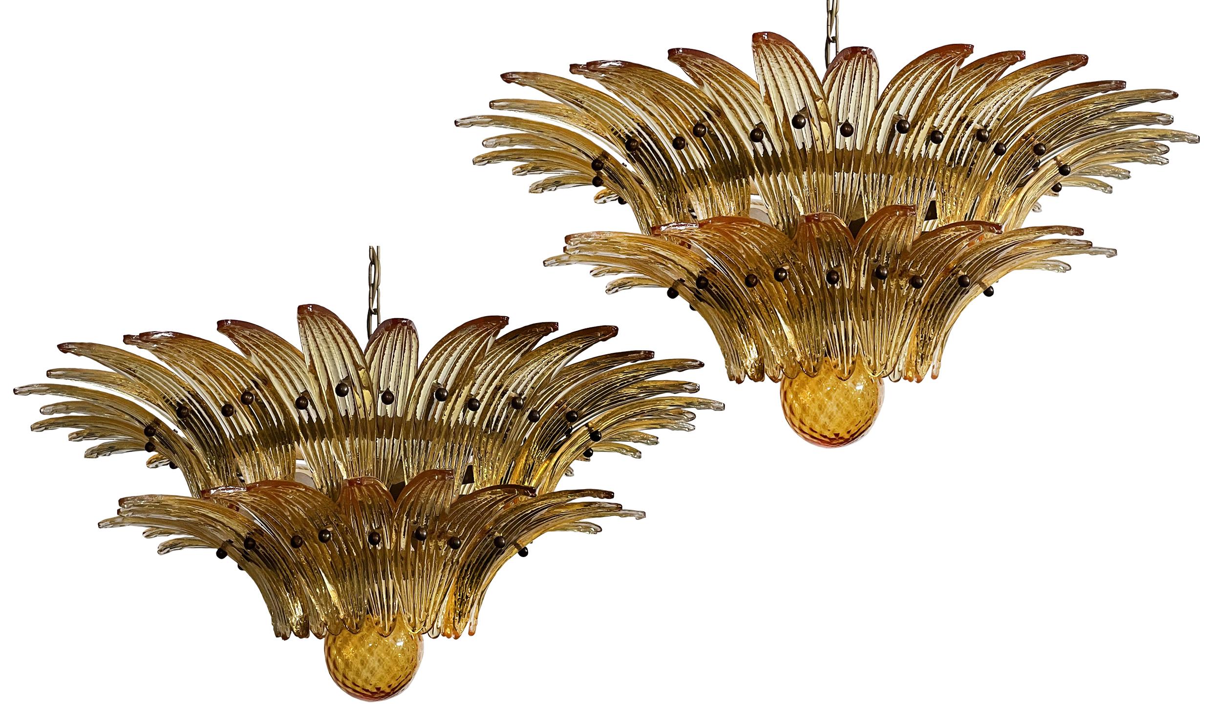 Beautiful Murano Chandelier Original Palmette, amber glasses For Sale 12