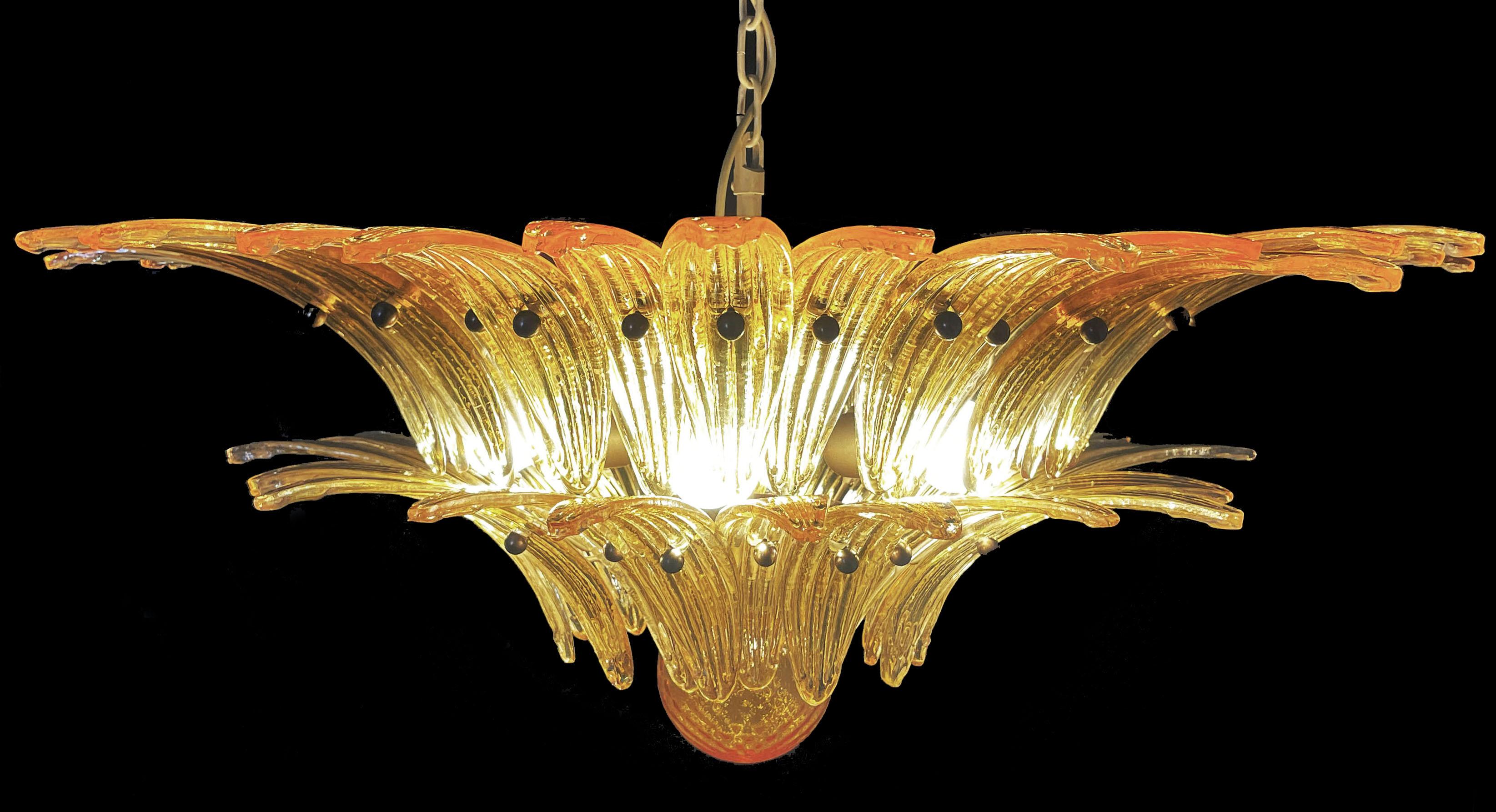 Beautiful Murano Chandelier Original Palmette, amber glasses For Sale 2