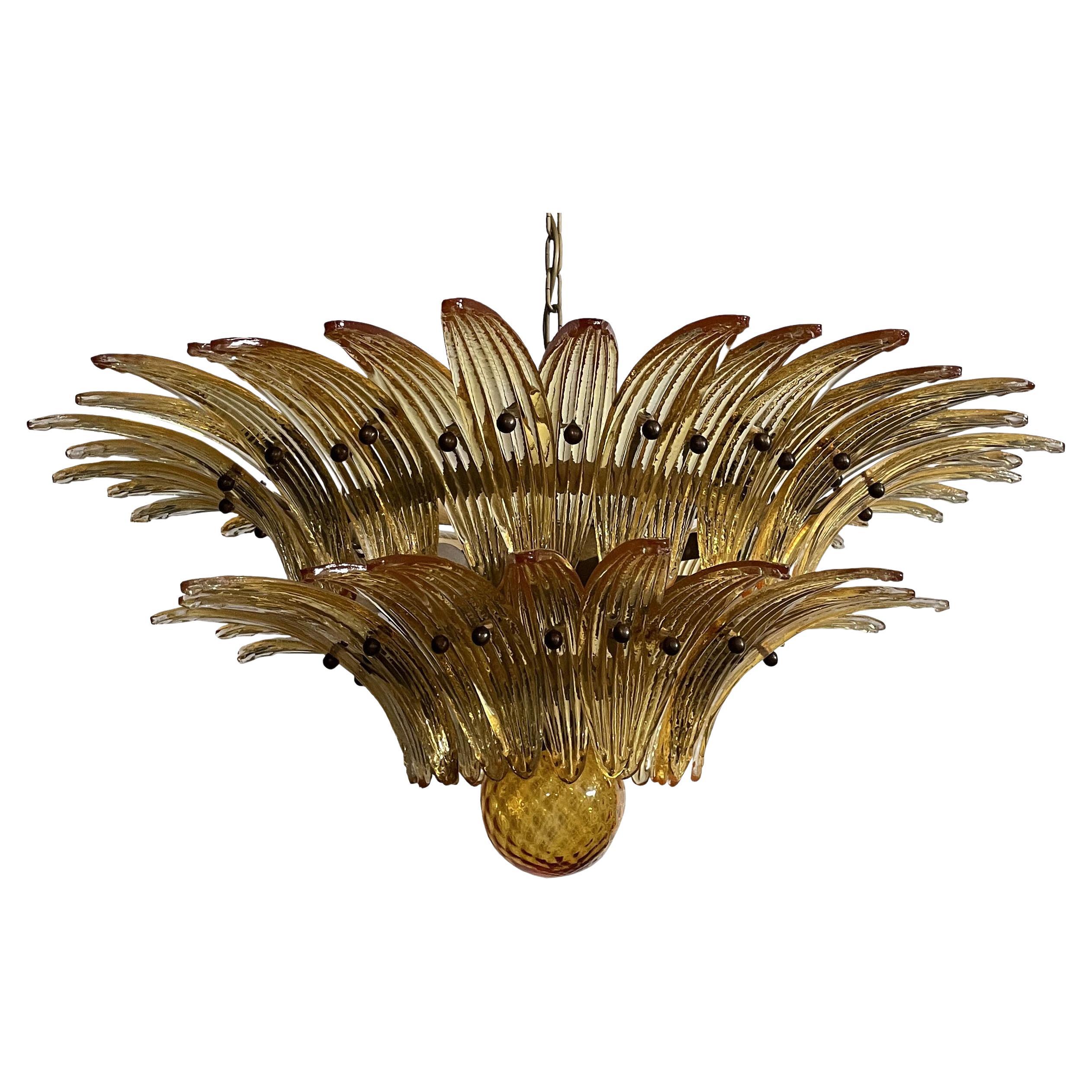 Beautiful Murano Chandelier Original Palmette, amber glasses