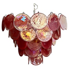 Beautiful Murano Chandelier space age - 57 PINK alabaster iridescent glasses