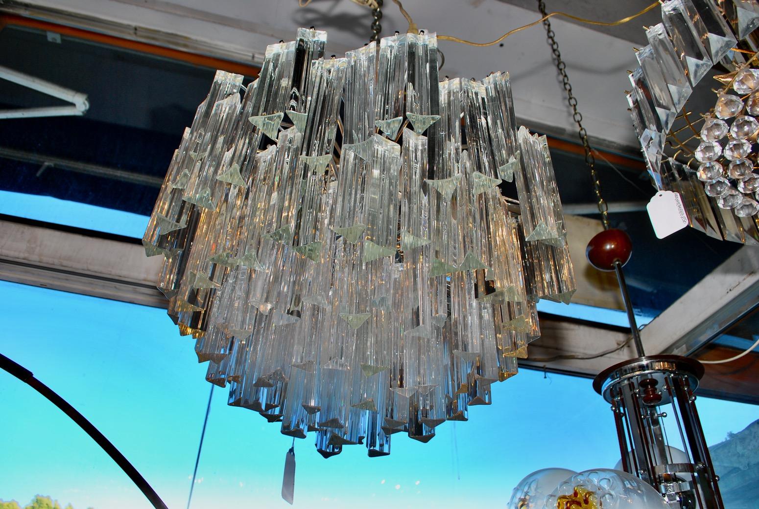 Mid-Century Modern Beautiful Murano Crystal Light Design by Venini