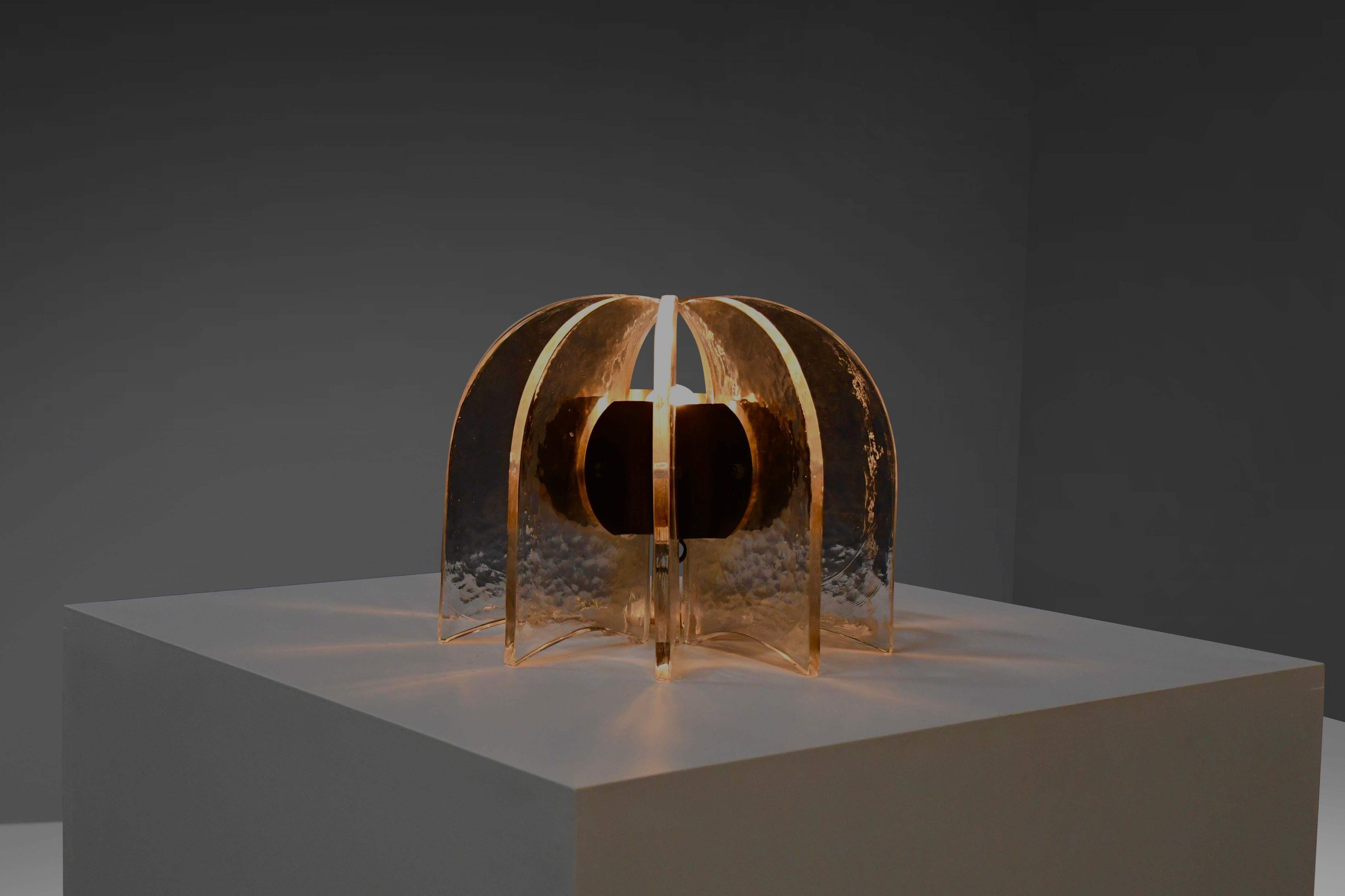 Beautiful Murano Glass and Brass Table Lamp, Italy, 1950s For Sale 1