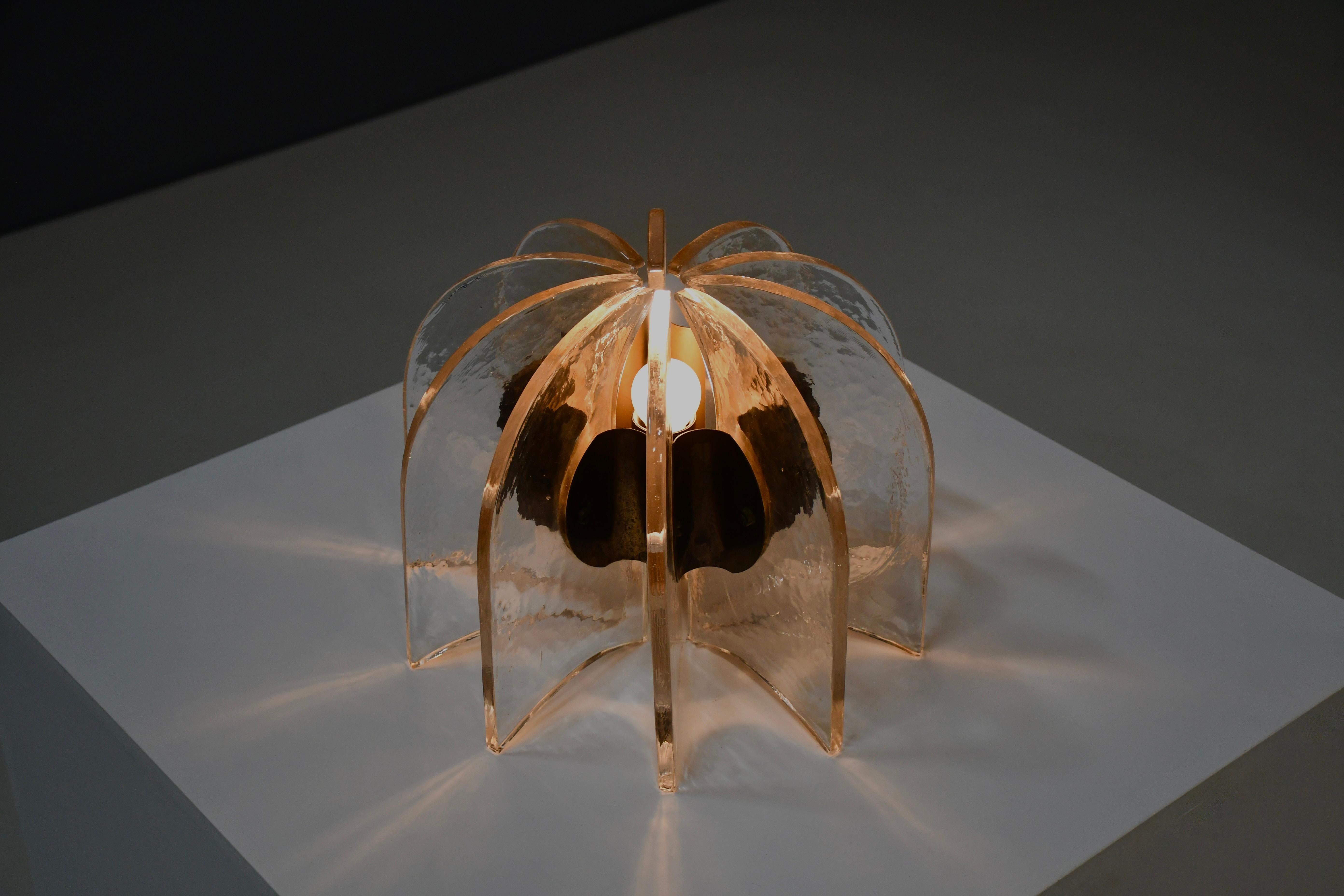 Beautiful Murano Glass and Brass Table Lamp, Italy, 1950s For Sale 2