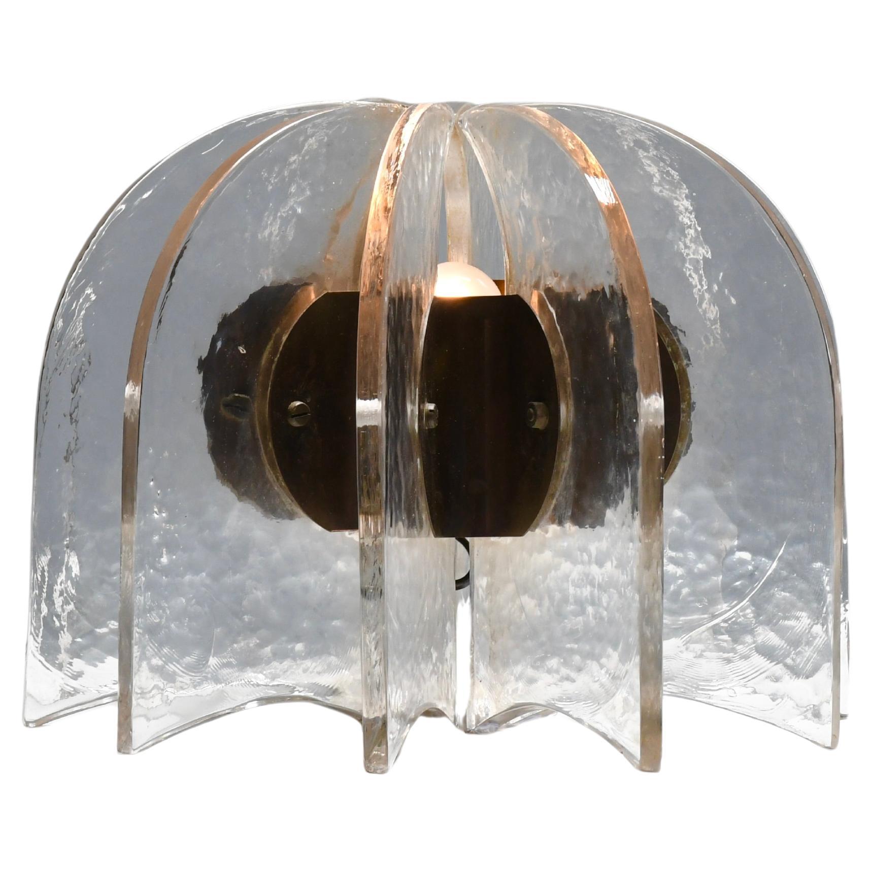 Beautiful Murano Glass and Brass Table Lamp, Italy, 1950s For Sale