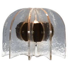 Bellissima lampada da tavolo in vetro di Murano e ottone, Italia, anni '50