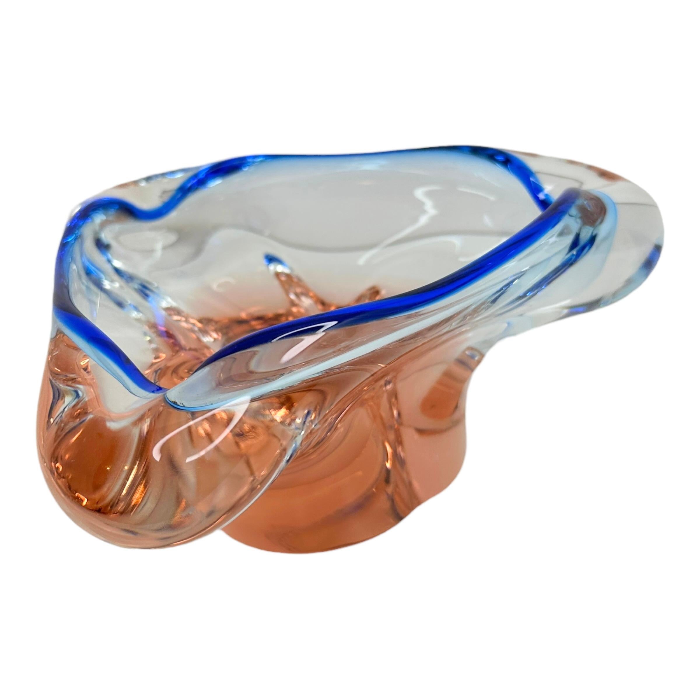 Late 20th Century Beautiful Murano Glass Bowl Catchall or Cigar Ashtray Vintage, Italy, 1980s For Sale