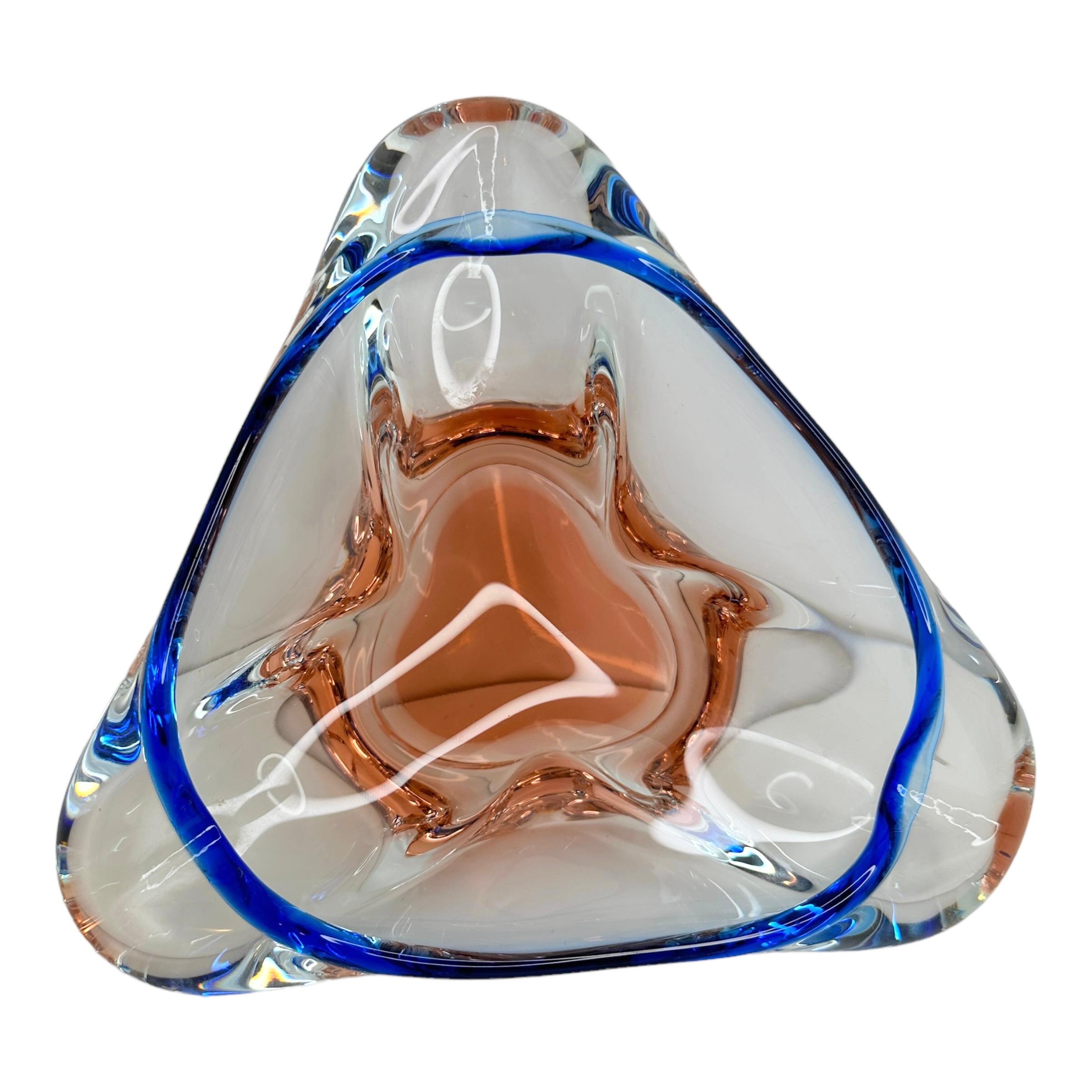 Art Glass Beautiful Murano Glass Bowl Catchall or Cigar Ashtray Vintage, Italy, 1980s For Sale