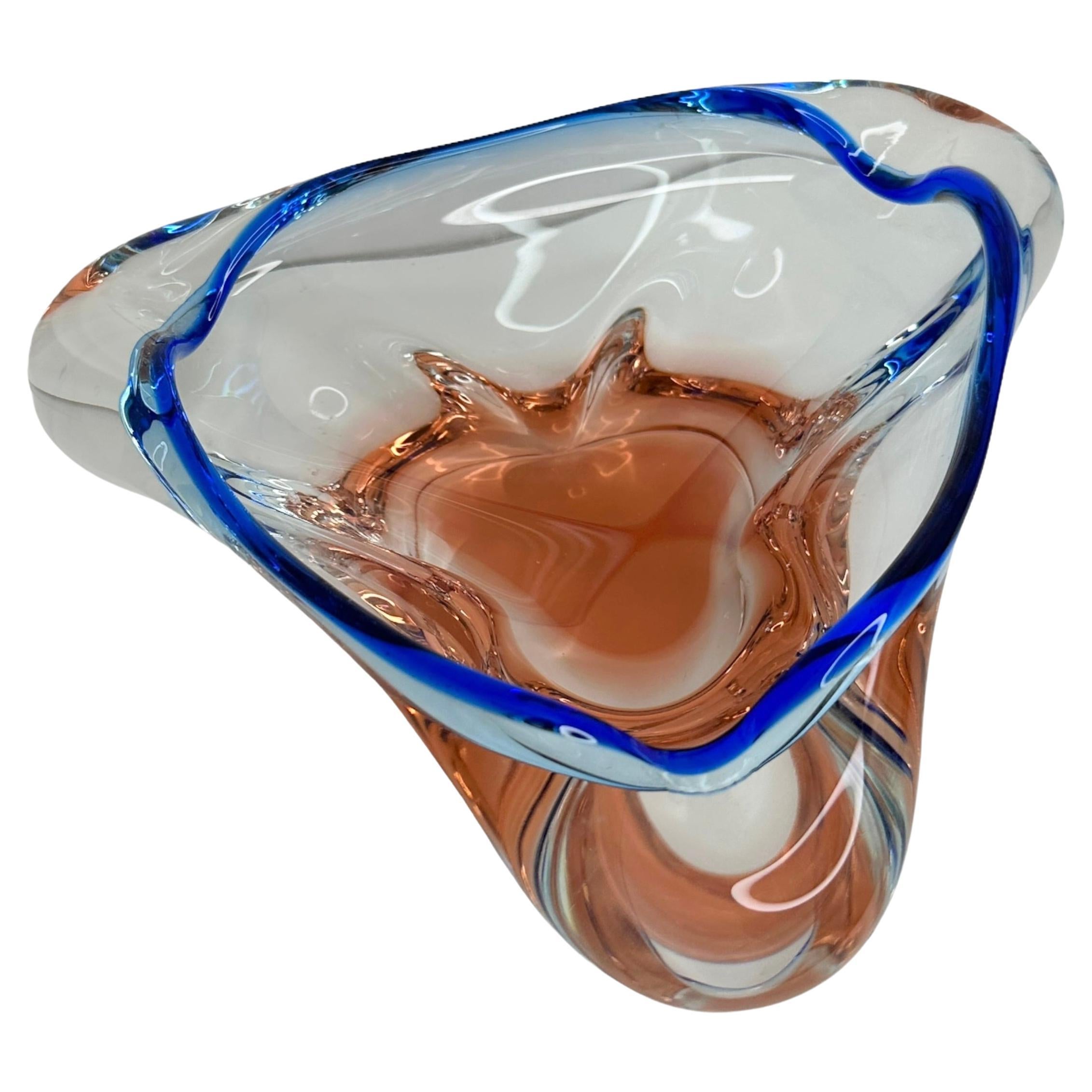 Beautiful Murano Glass Bowl Catchall or Cigar Ashtray Vintage, Italy, 1980s For Sale
