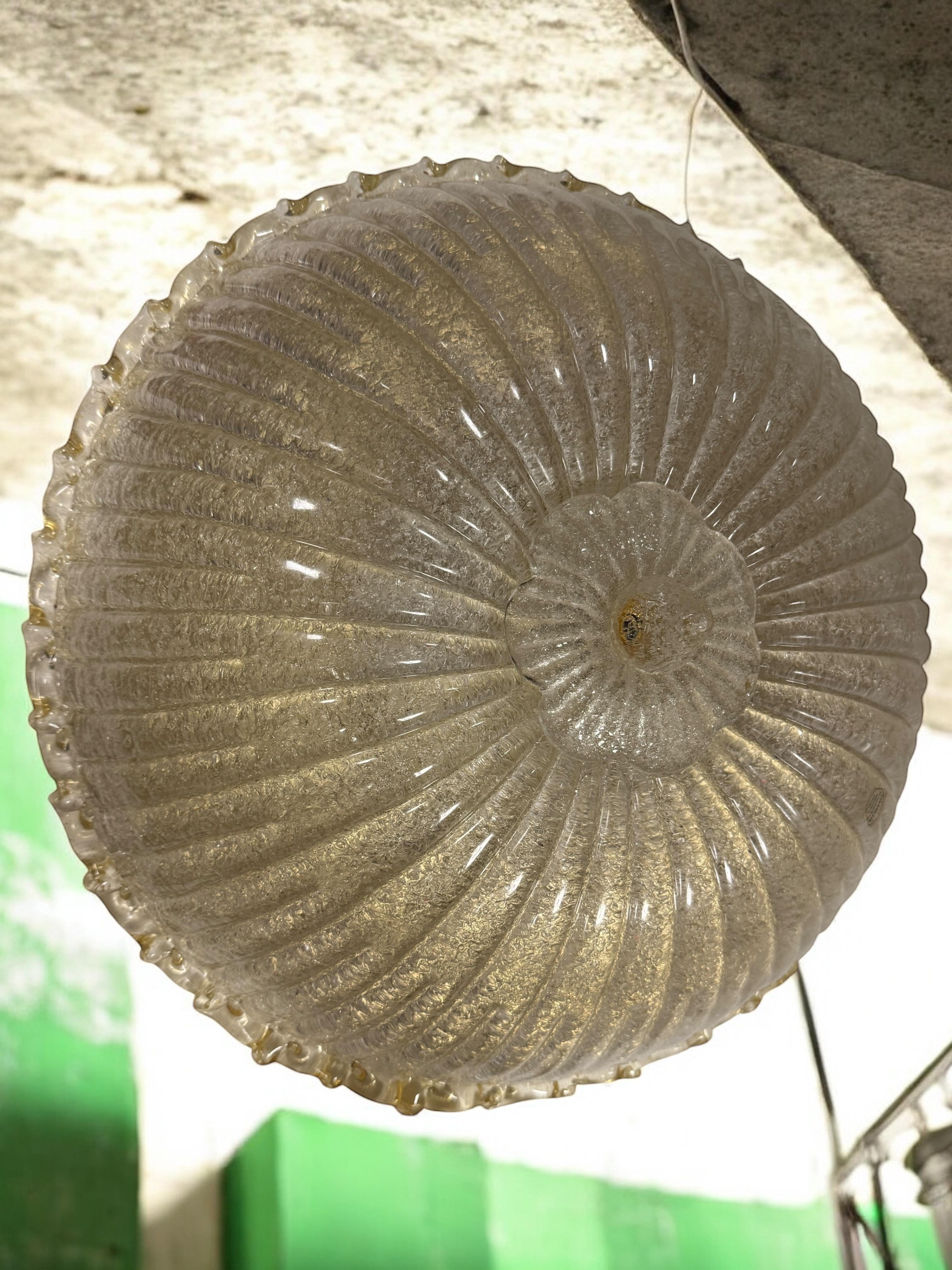 Magnifique lustre en verre de Murano et laiton de style Barovier & Toso, Italie, années 1980 7