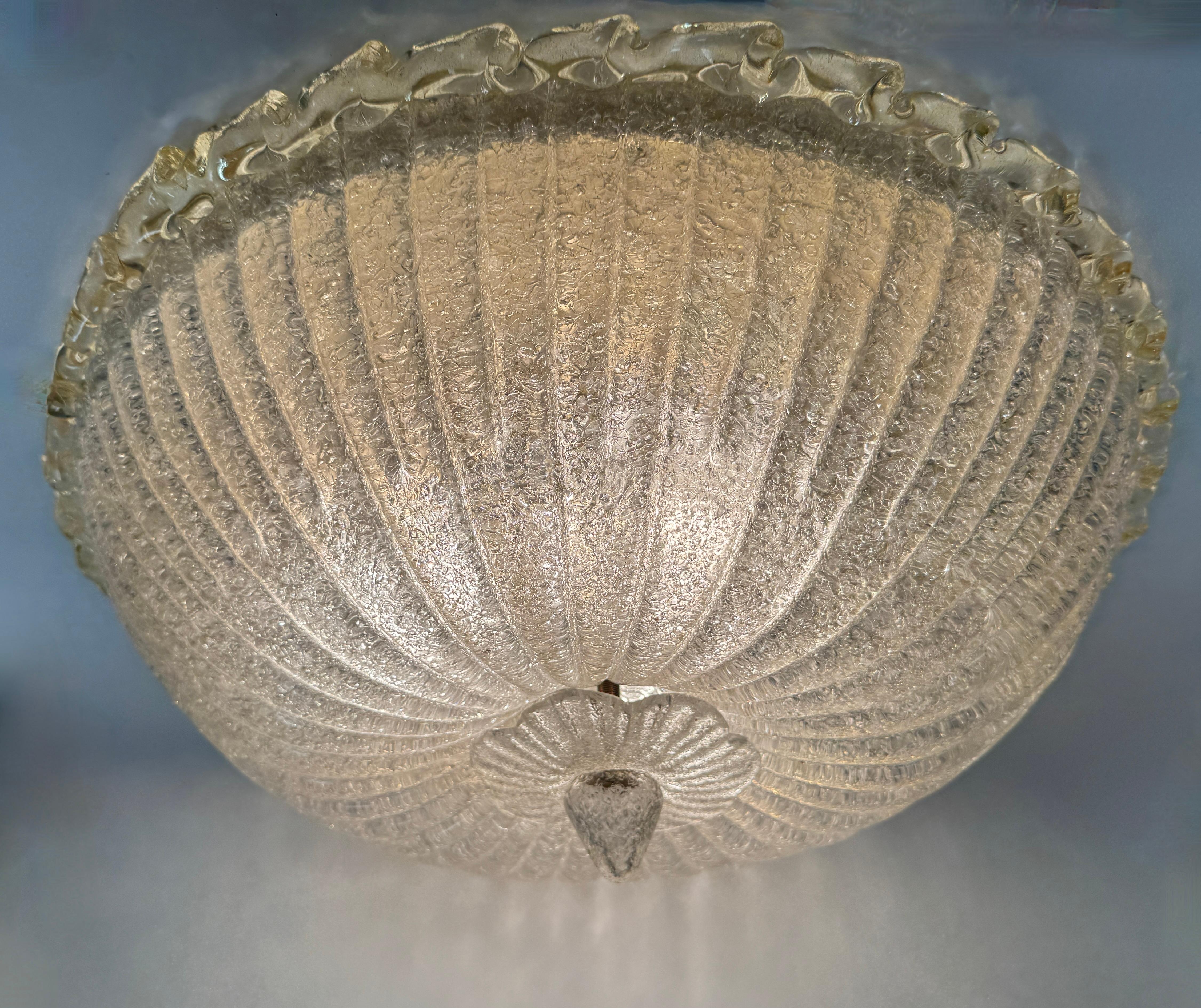 Magnifique lustre en verre de Murano et laiton de style Barovier & Toso, Italie, années 1980 11
