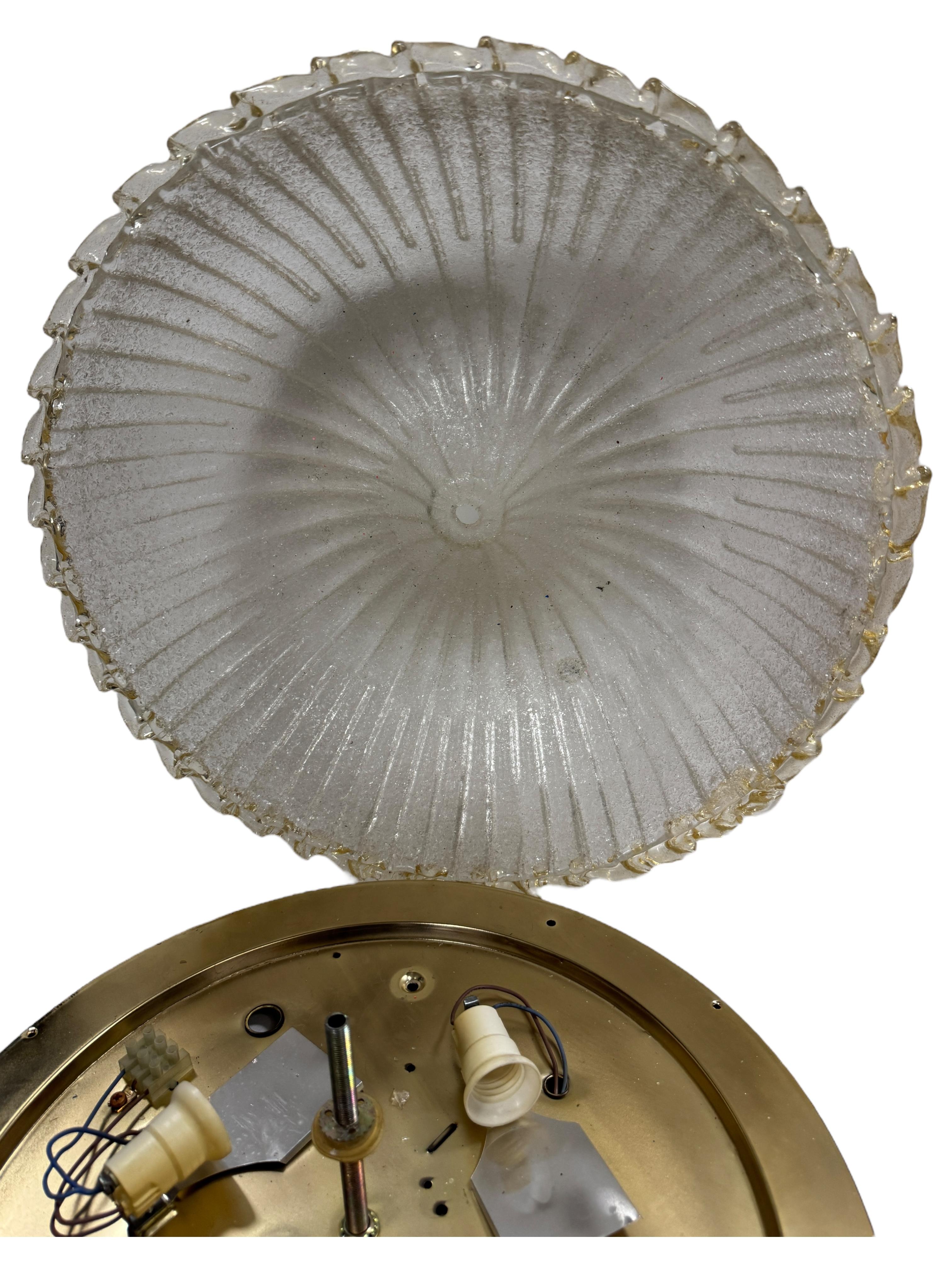 Magnifique lustre en verre de Murano et laiton de style Barovier & Toso, Italie, années 1980 9