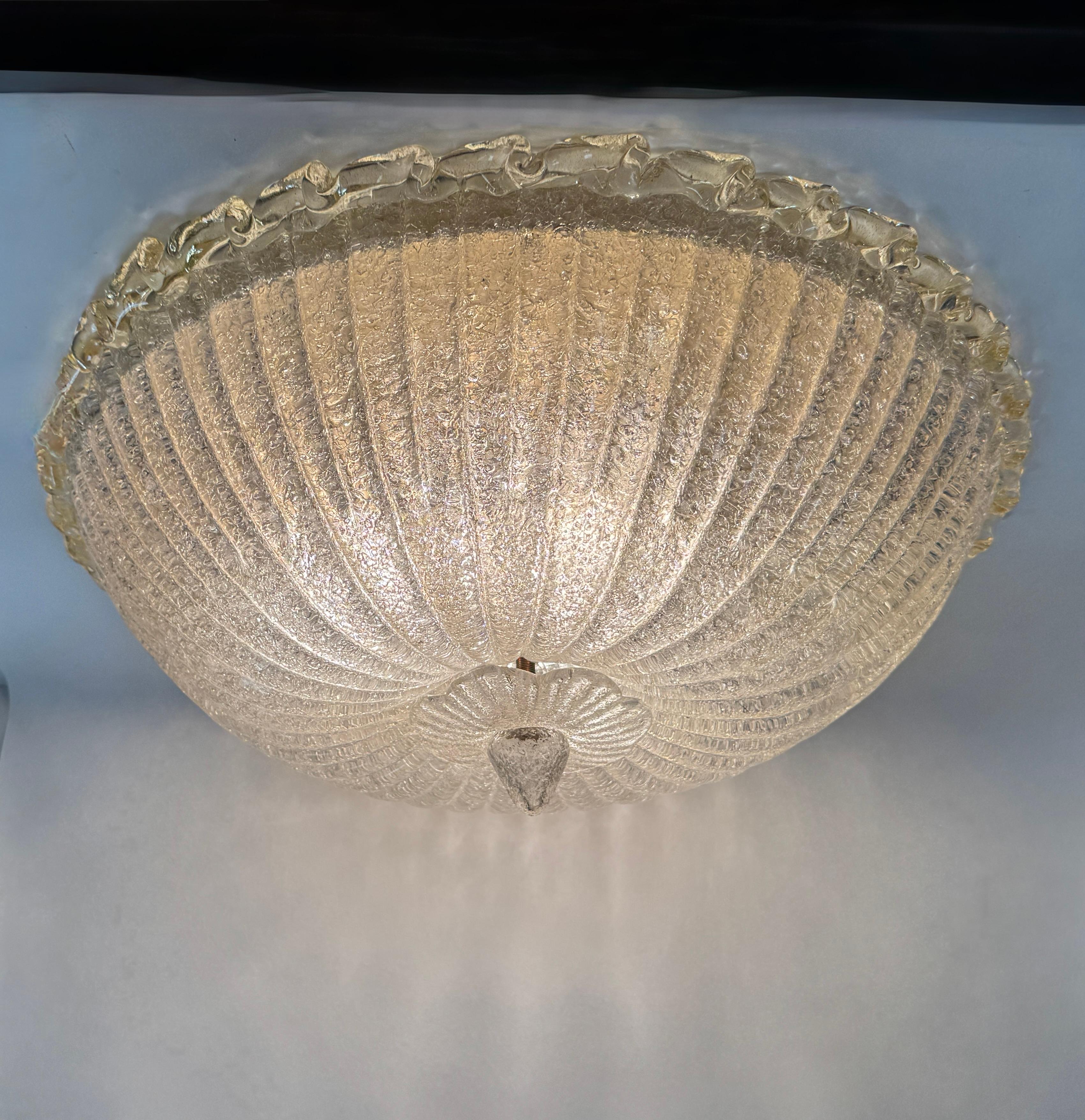 Magnifique lustre en verre de Murano et laiton de style Barovier & Toso, Italie, années 1980 13